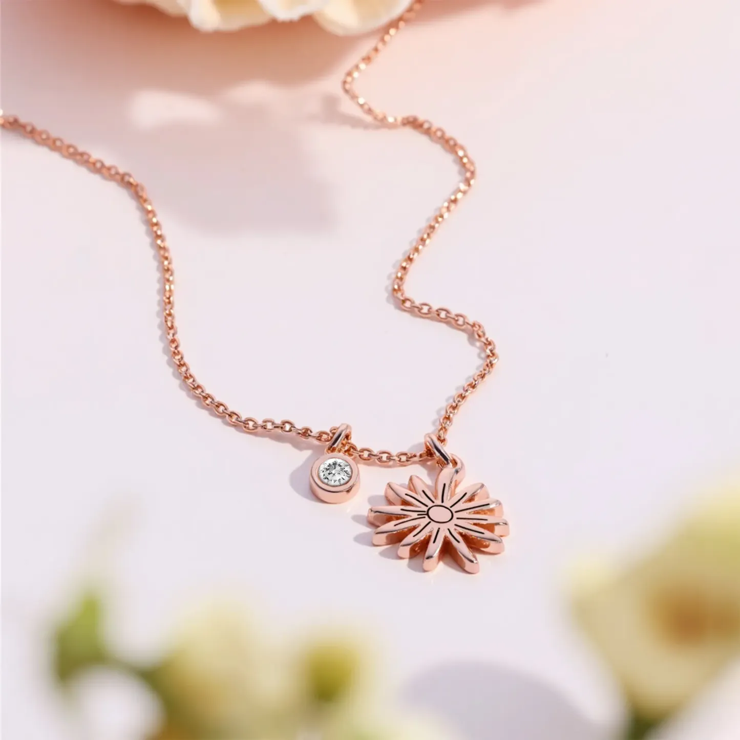 Custom Birth Flower Round Birthstone Necklace-BY PROMISE-Birthstone,Birth Flower