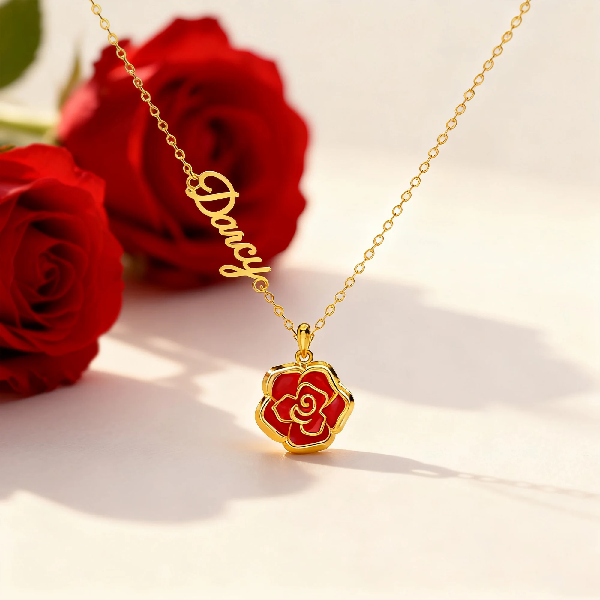 Whirling Blooms Collection Custom Spinning Birth Flower Necklace with Name