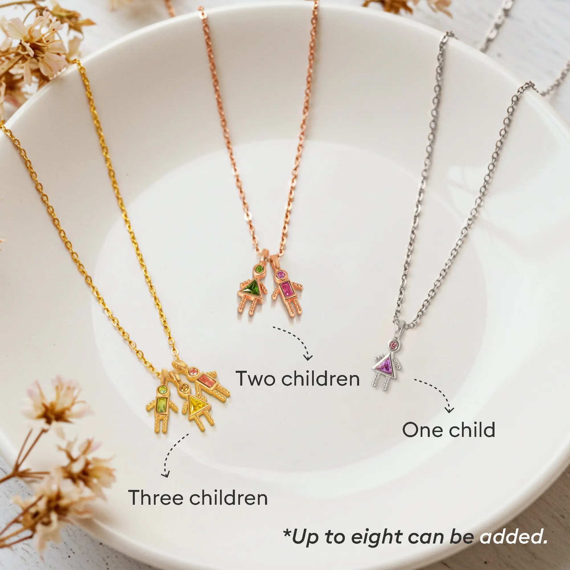 1-8 Birthstone Boys Girls Kids Charms Pendant Necklace-BY PROMISE-For Mom,Birthstone