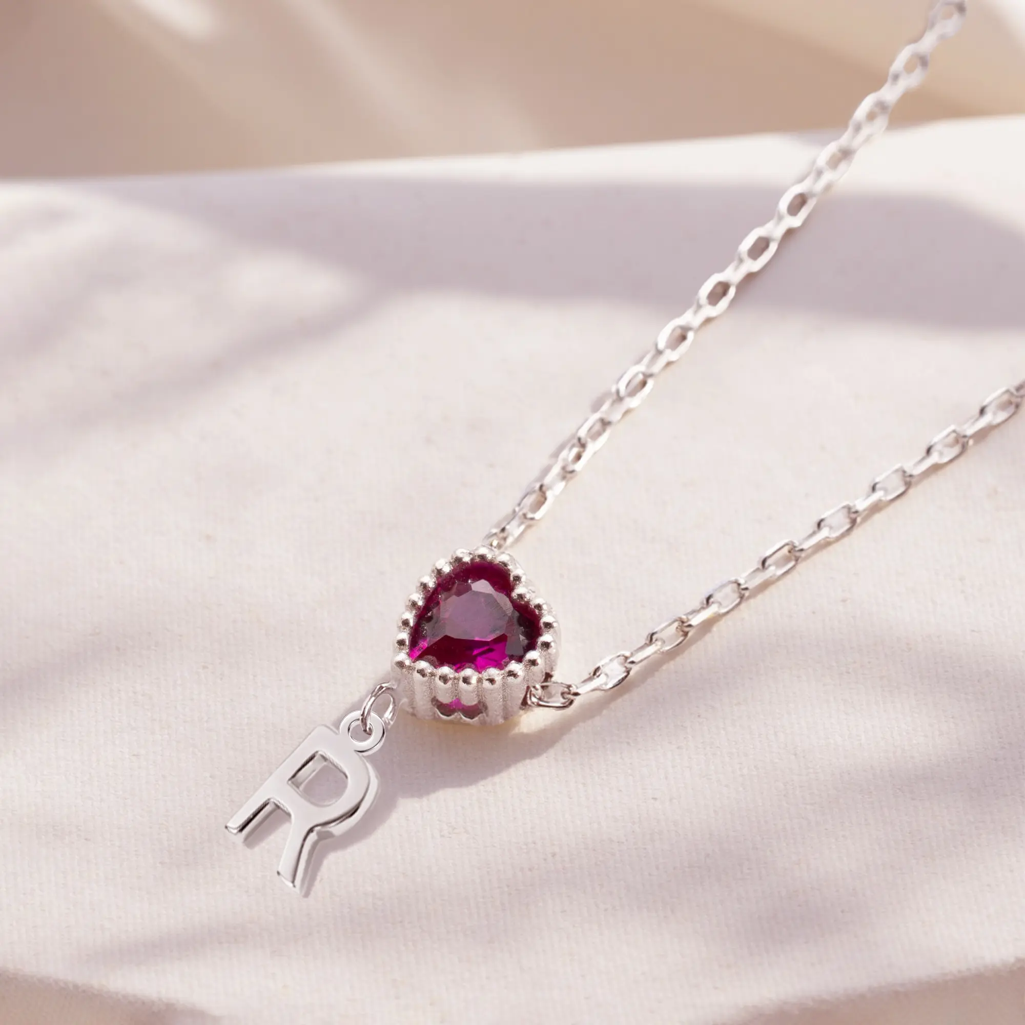 Heart Birthstone and Initials Necklace-BY PROMISE-For Mom,Birthstone,Initials