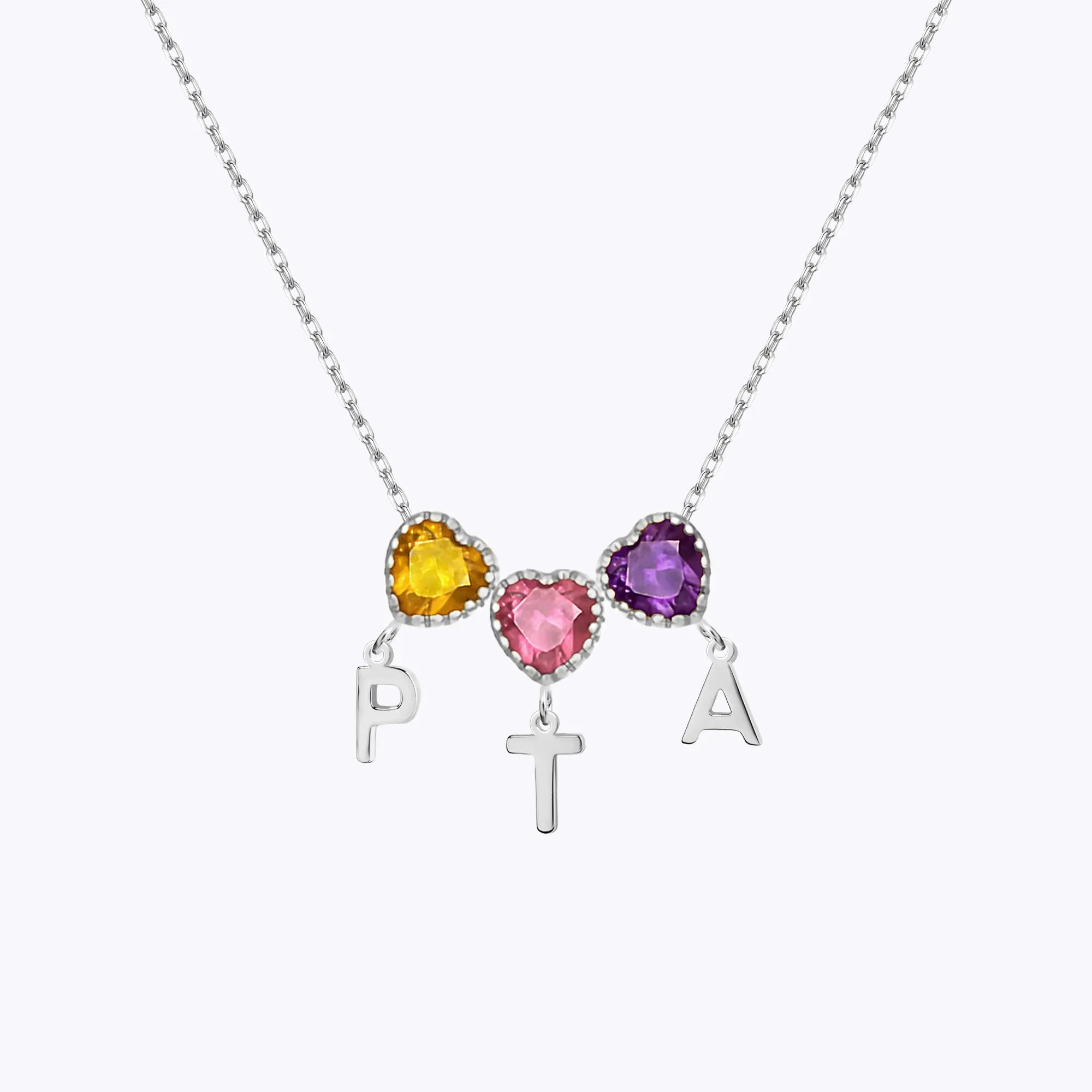 Heart Birthstone and Initials Necklace-BY PROMISE-For Mom,Birthstone,Initials