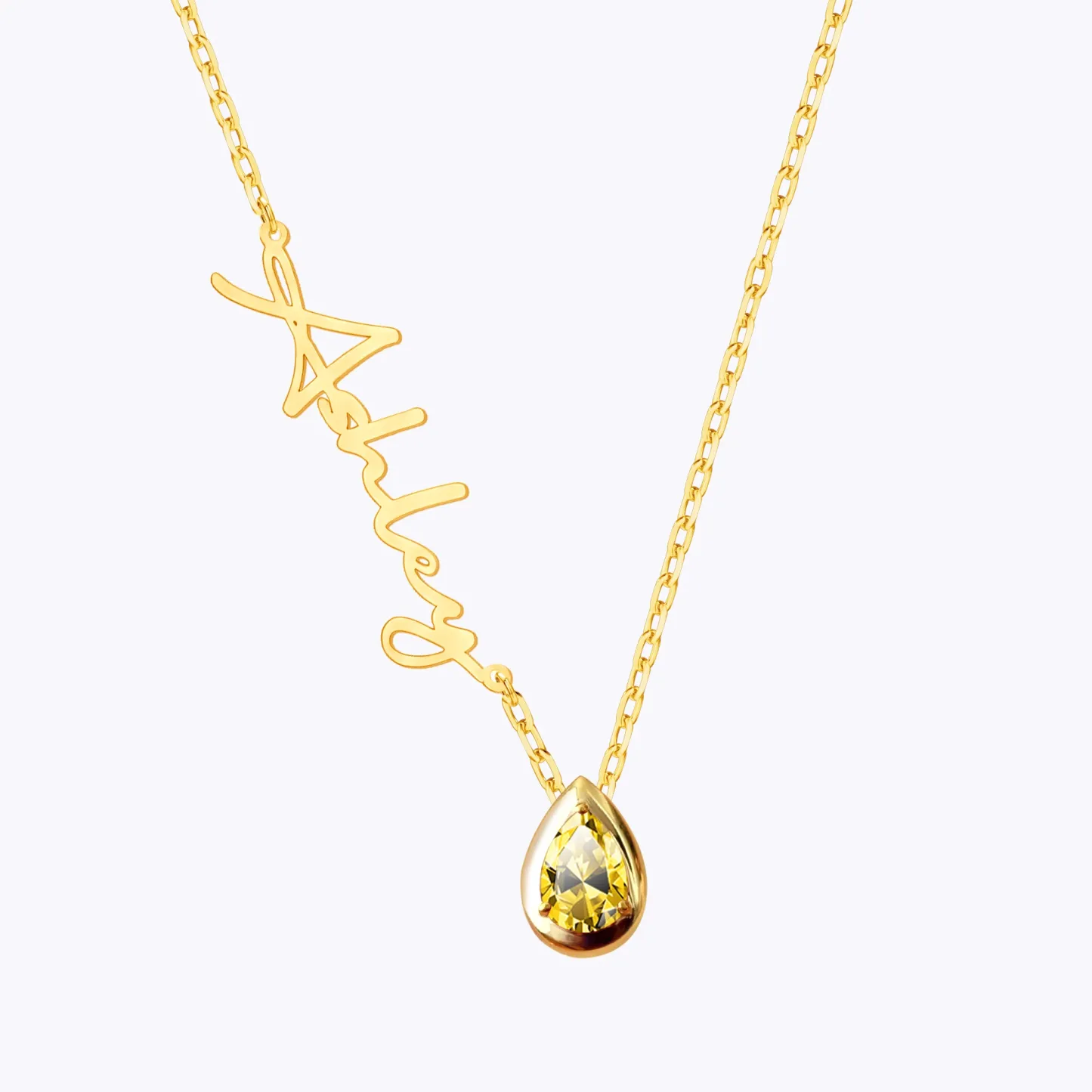 Custom Name Pear Shape Birthstone Necklace