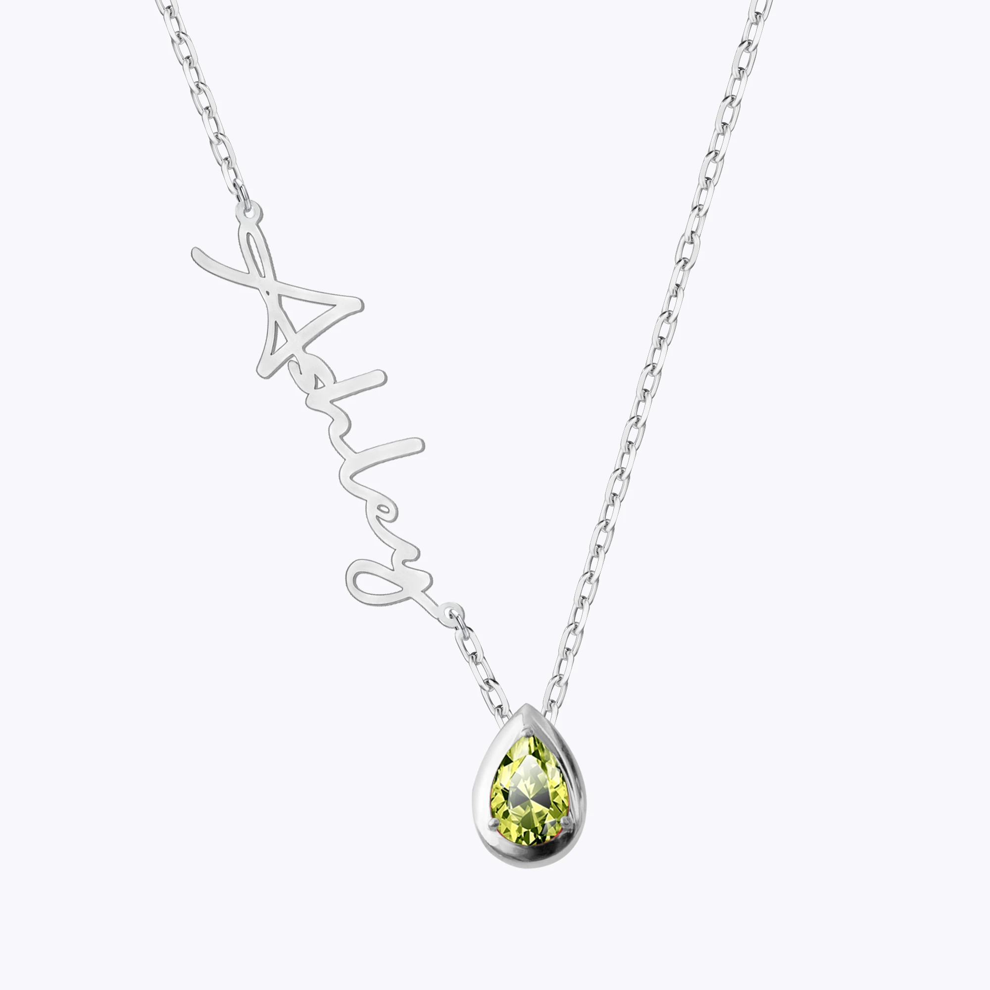 Custom Name Pear Shape Birthstone Necklace