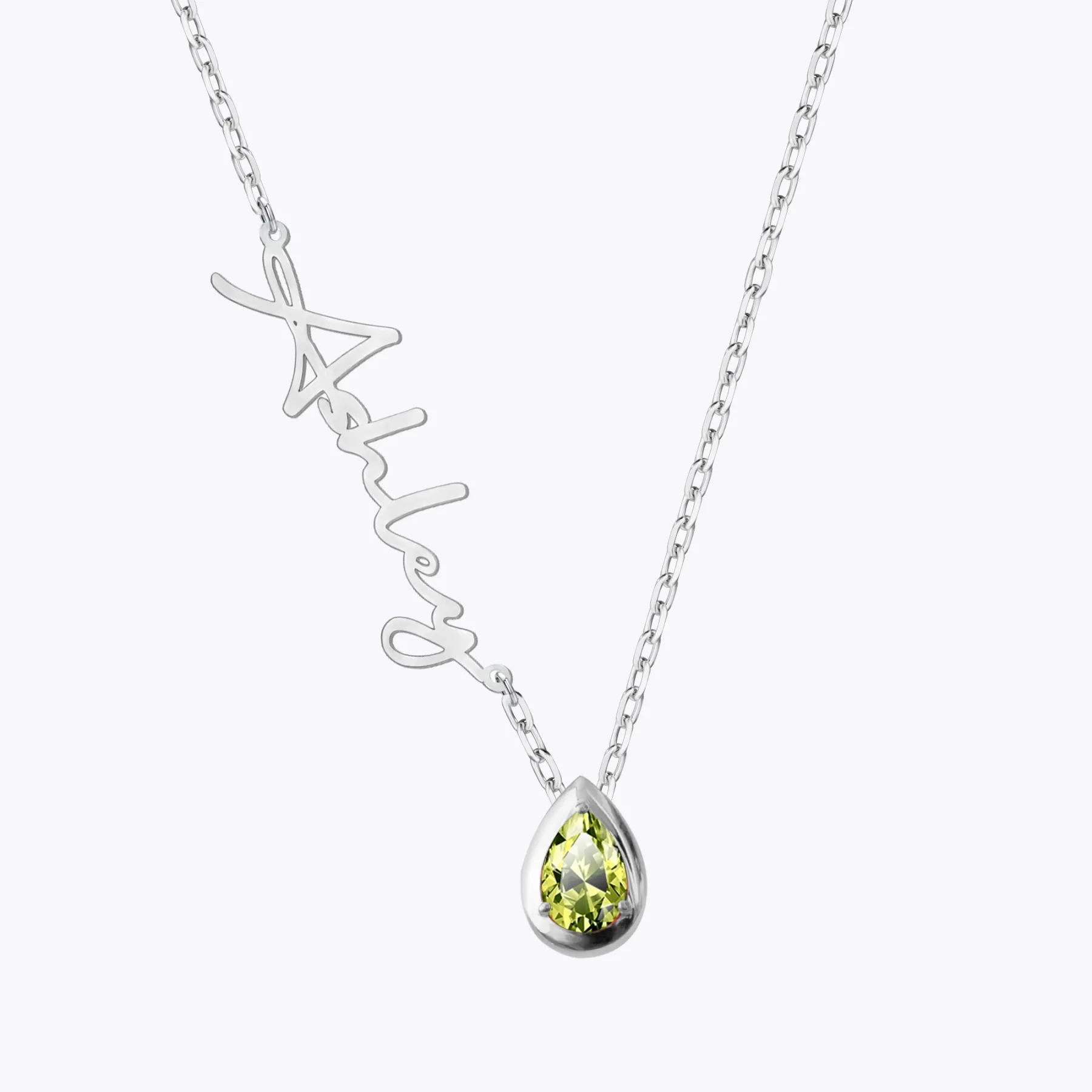 Custom Name Pear Shape Birthstone Necklace