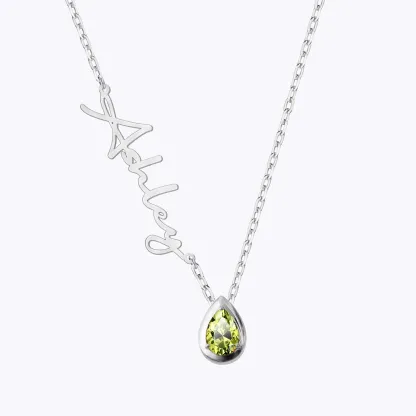 Custom Name Pear Shape Birthstone Necklace