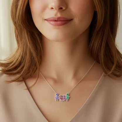Custom Birthstone Family Necklace