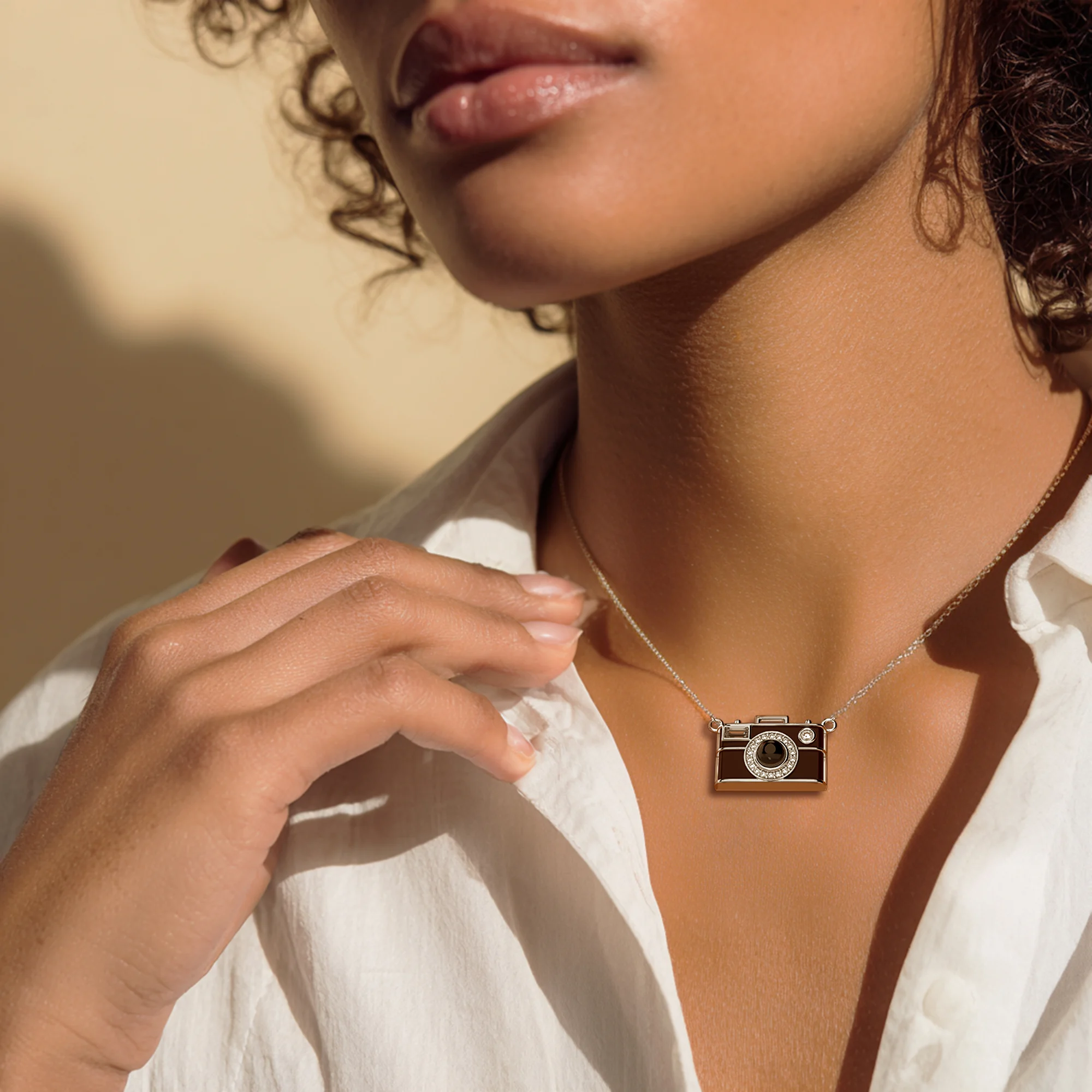 Vintage Camera Projection Necklace with Hidden Photo-BY PROMISE-Projection,Photo