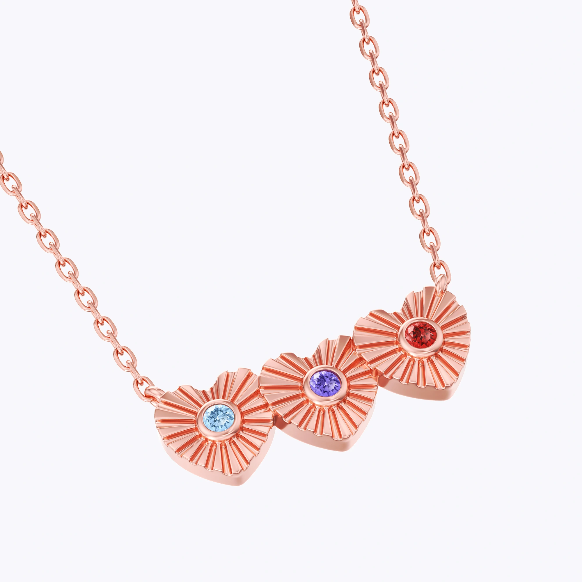 Custom 1-8 Heart Shaped Pendant Necklace with Birthstone