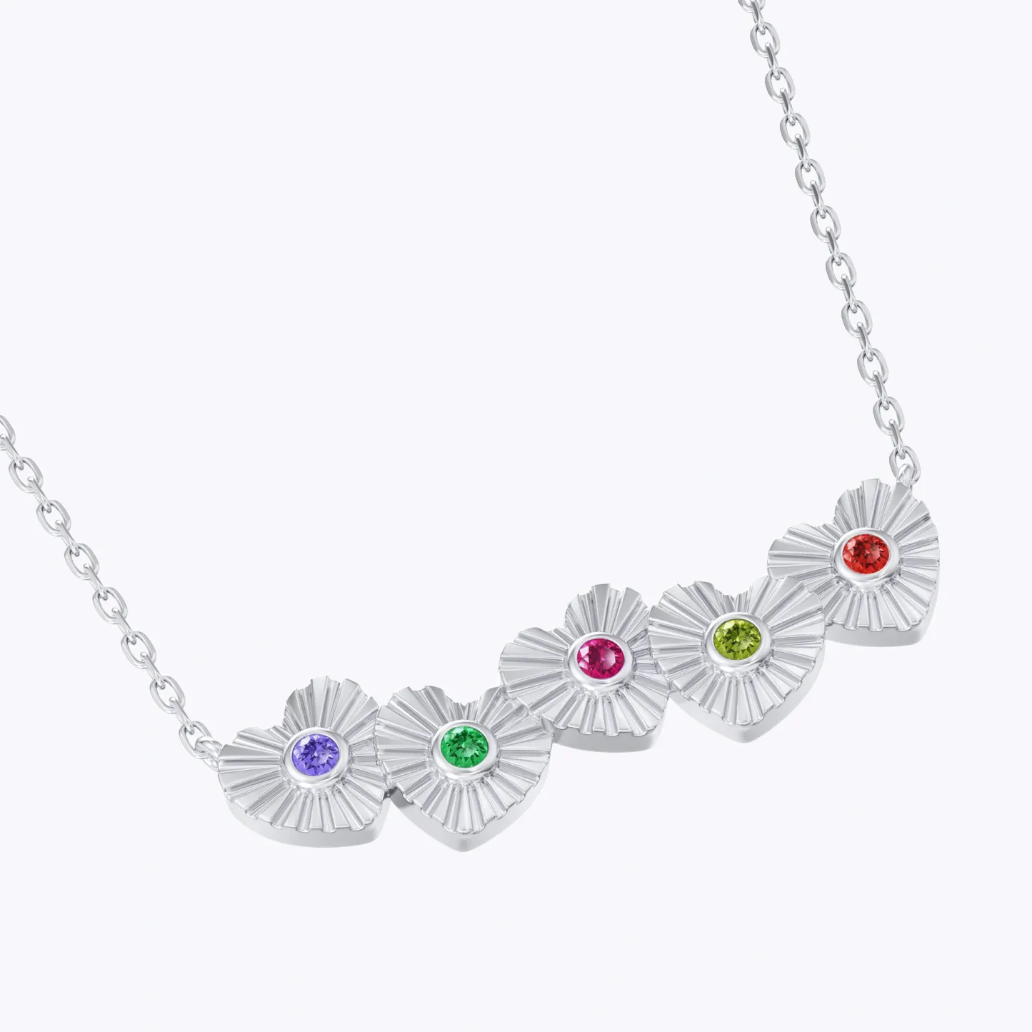 Custom 1-8 Heart Shaped Pendant Necklace with Birthstone