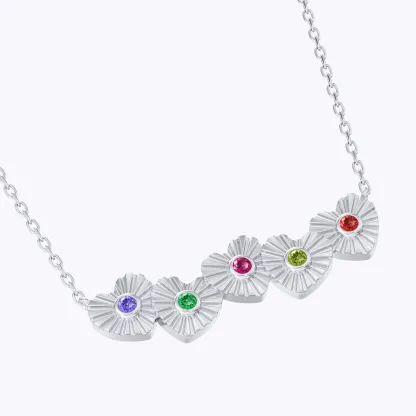 Custom 1-8 Heart Shaped Pendant Necklace with Birthstone