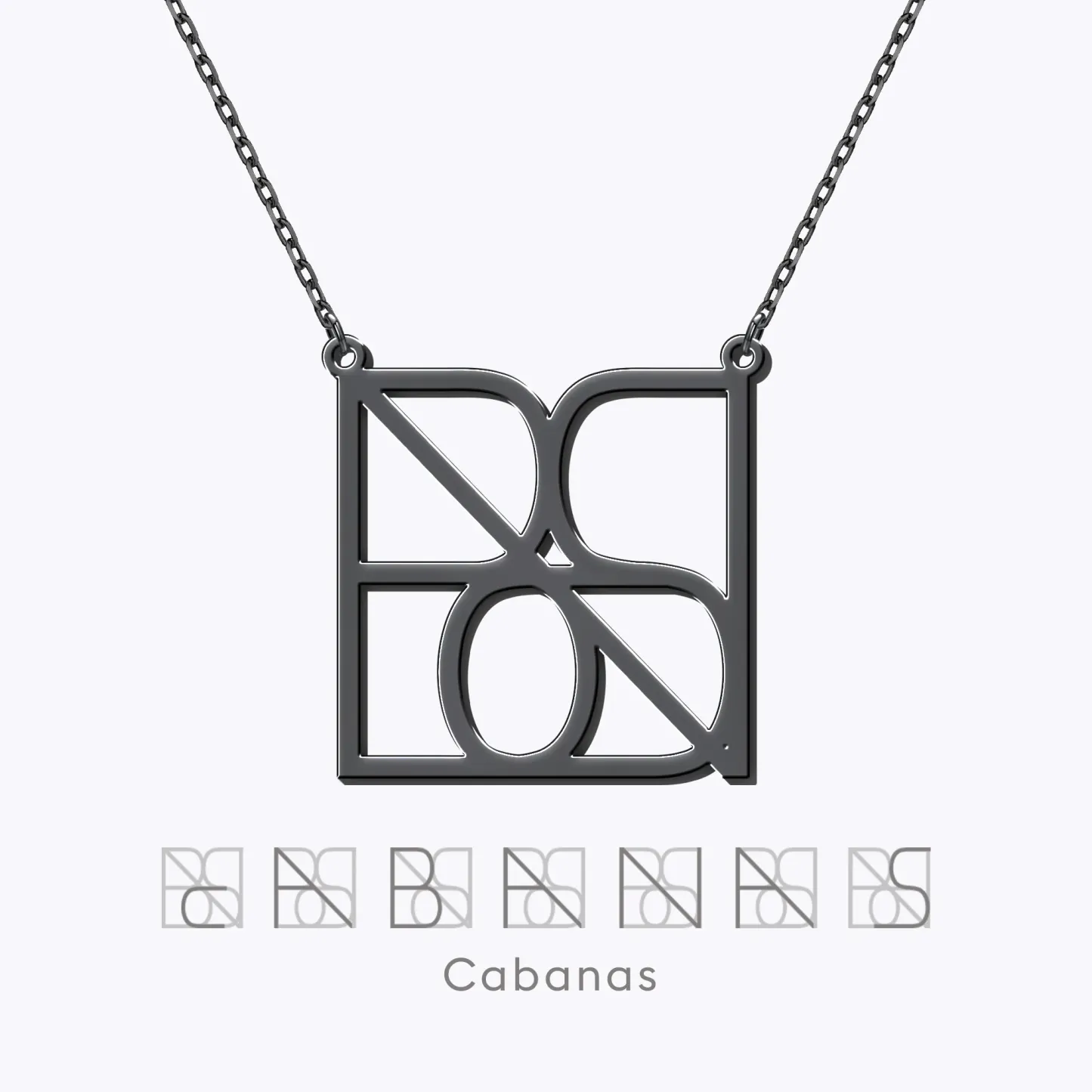 Geo Code Custom Name Logo Monogram Necklace