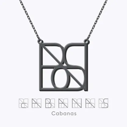 Geo Code Custom Name Logo Monogram Necklace