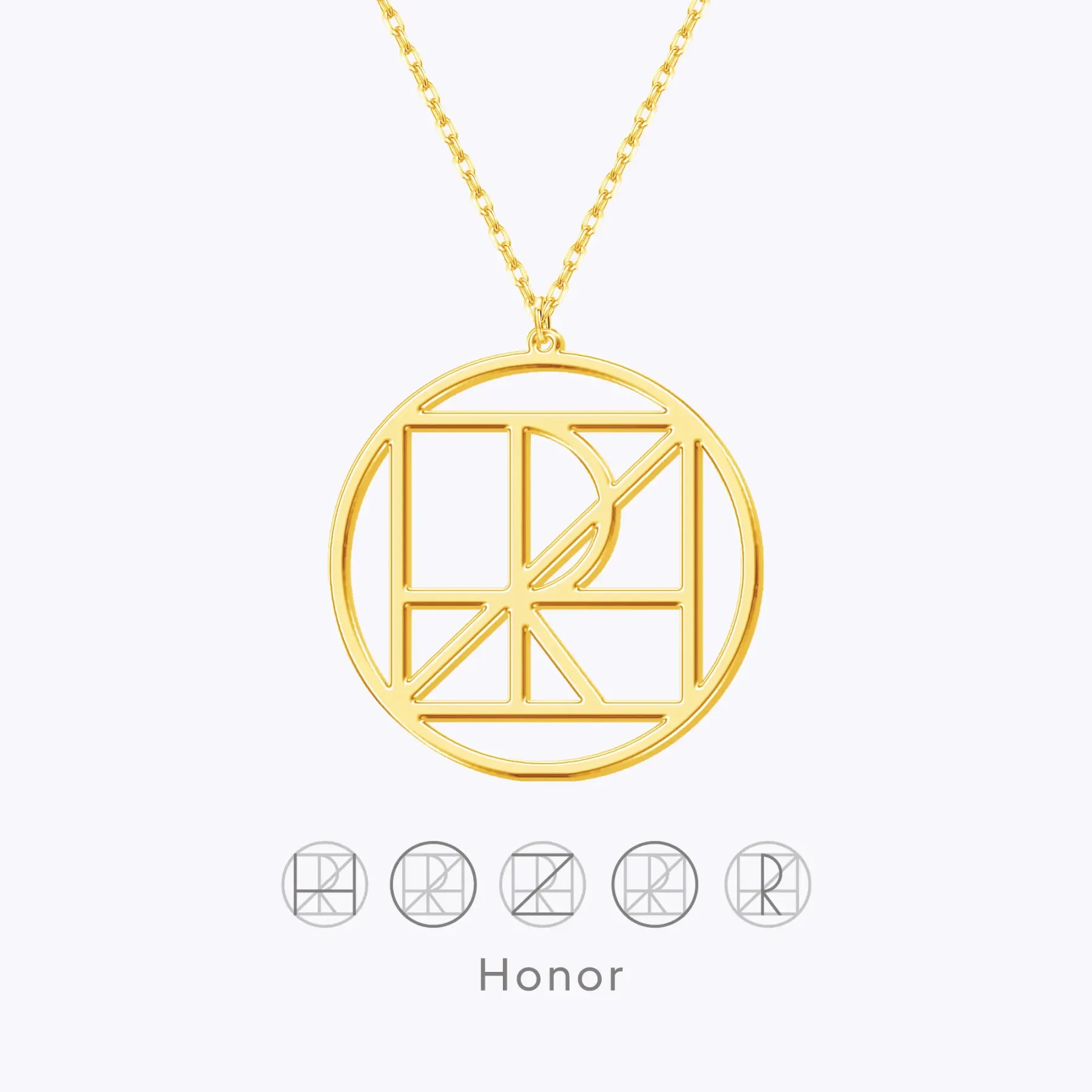 Geo Code Custom Name Logo Monogram Necklace