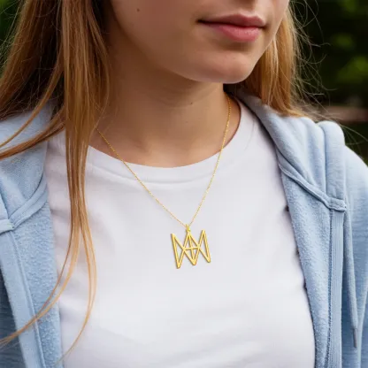 Geo Code Custom Name Logo Monogram Necklace and Ring Set