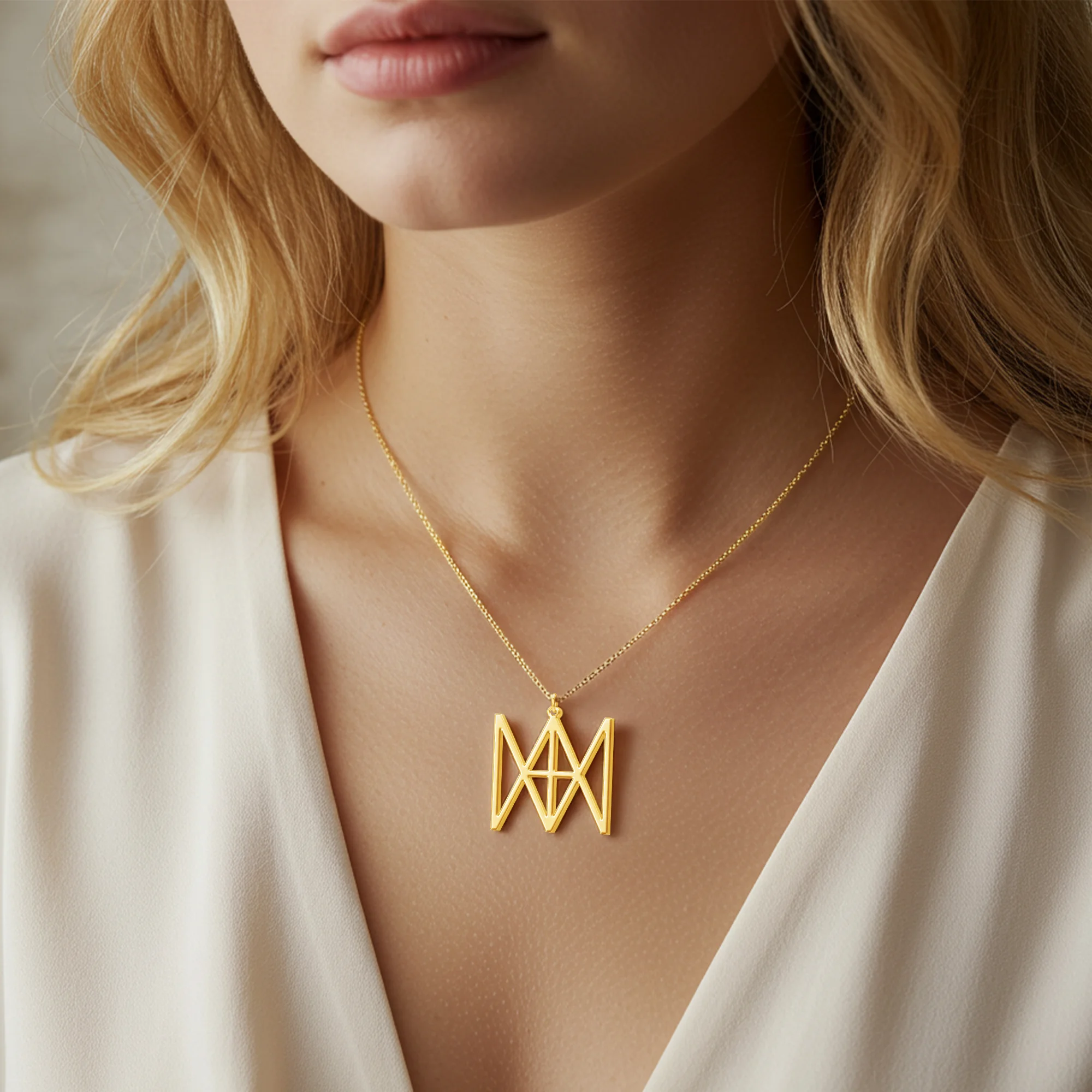 Geo Code Custom Name Logo Monogram Necklace