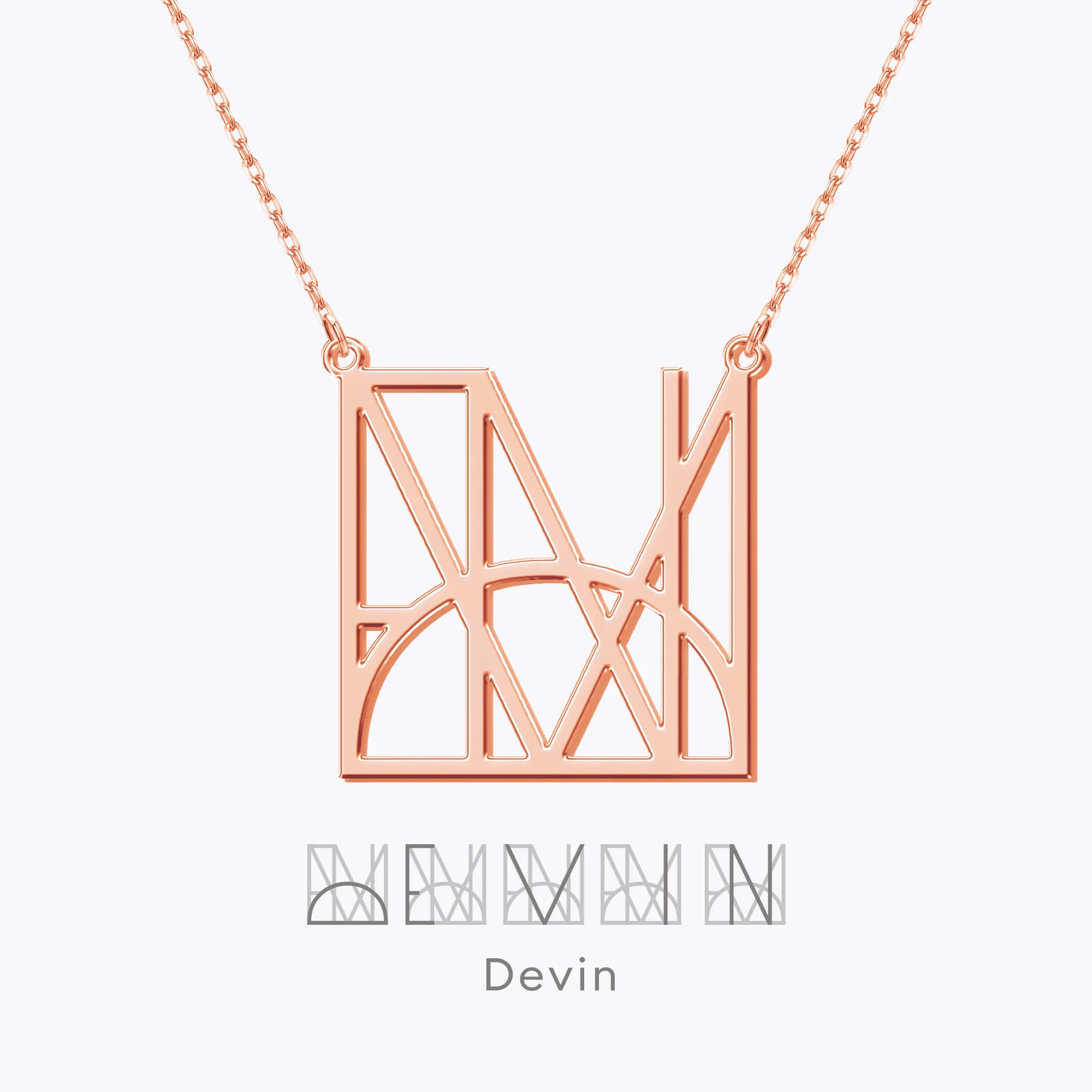 Geo Code Custom Name Logo Monogram Necklace