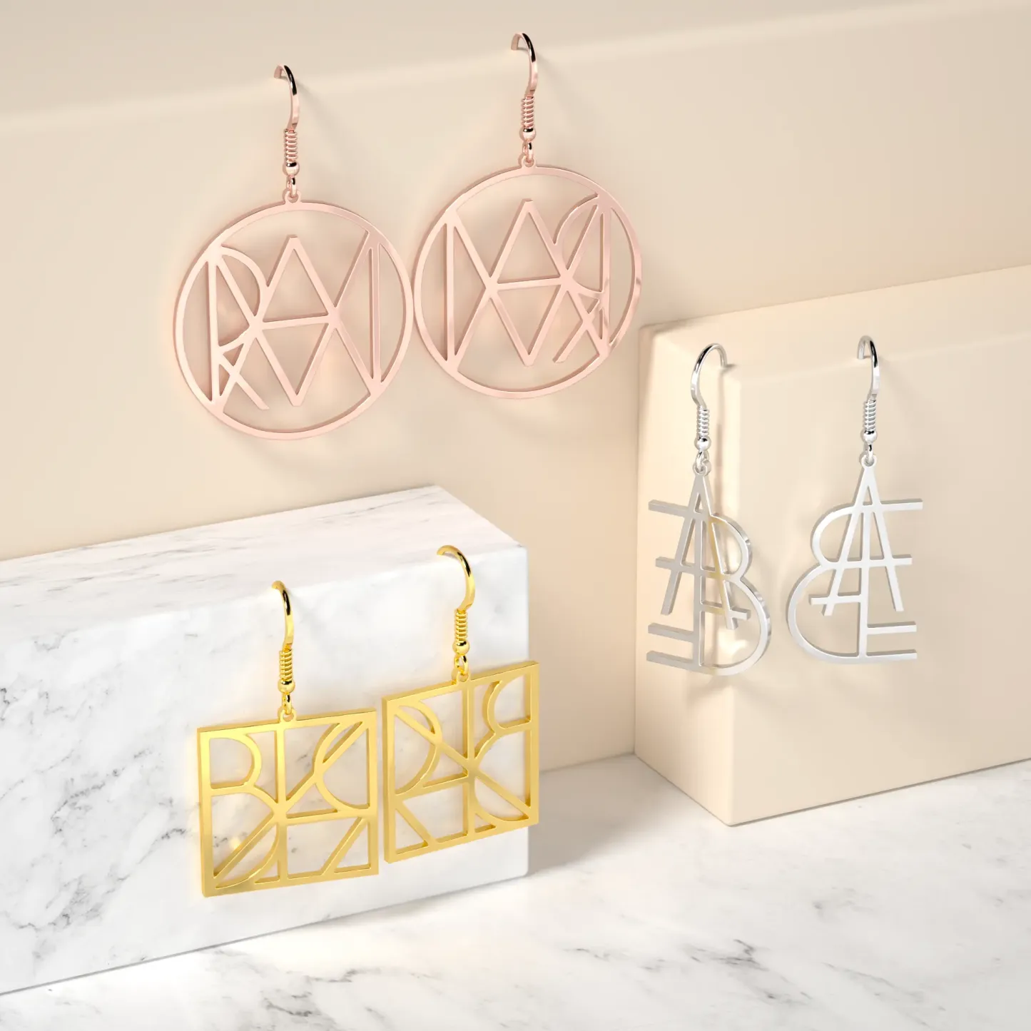 Geo Code Custom Name Logo Monogram Earring