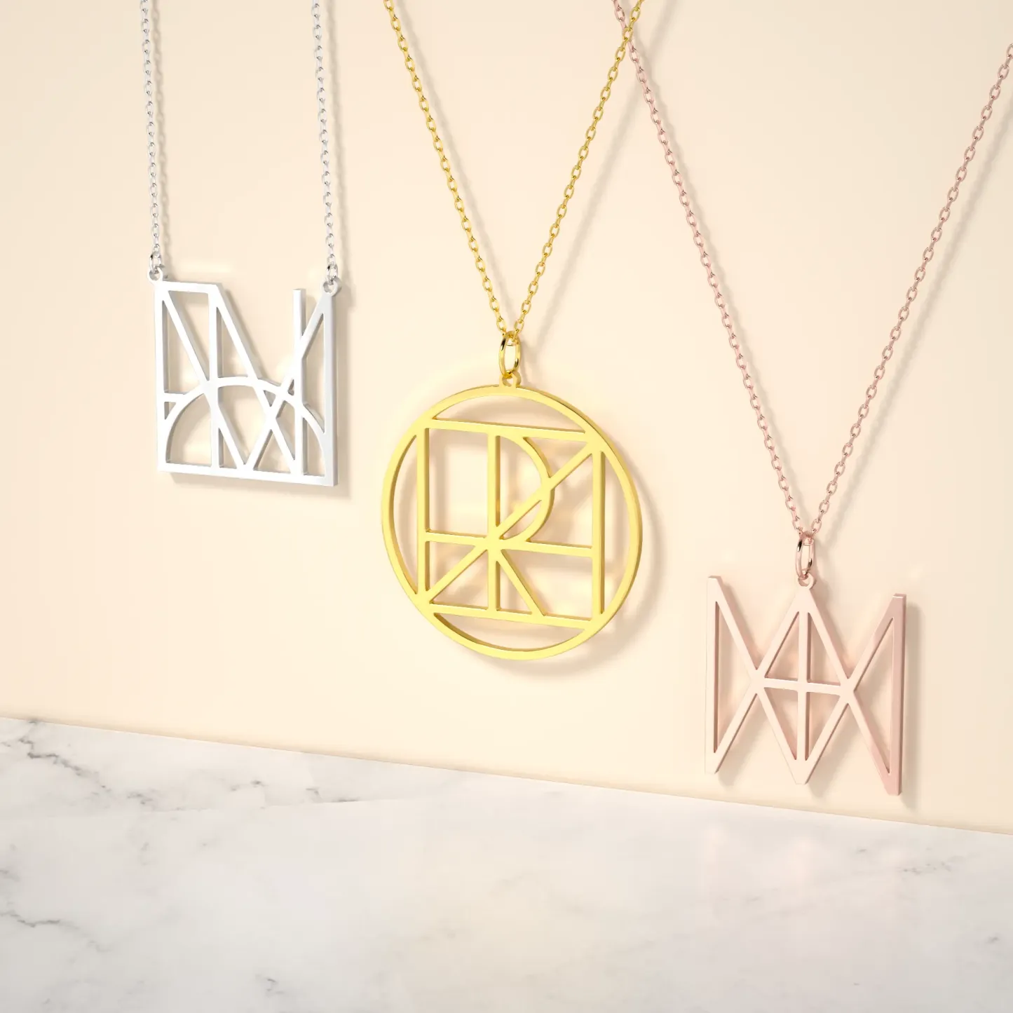 Geo Code Custom Name Logo Monogram Necklace