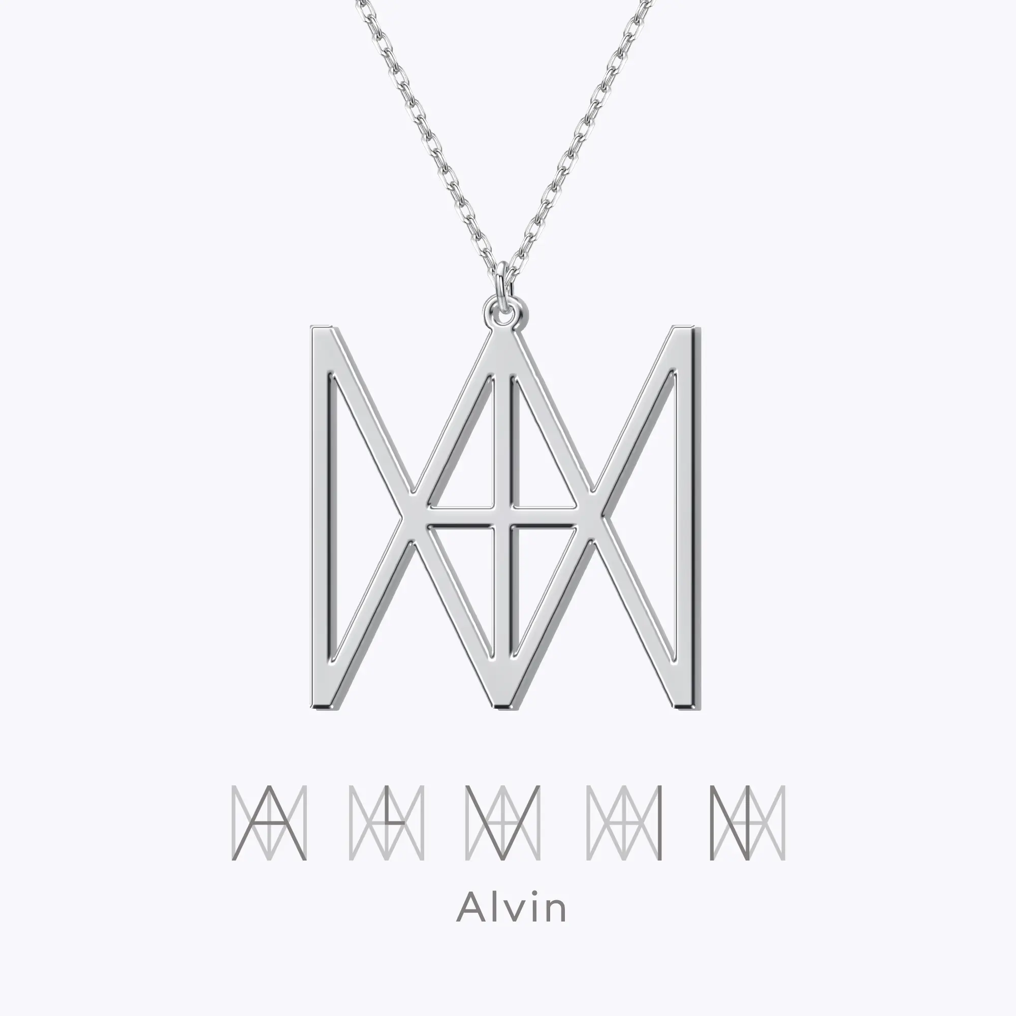 Geo Code Custom Name Logo Monogram Necklace