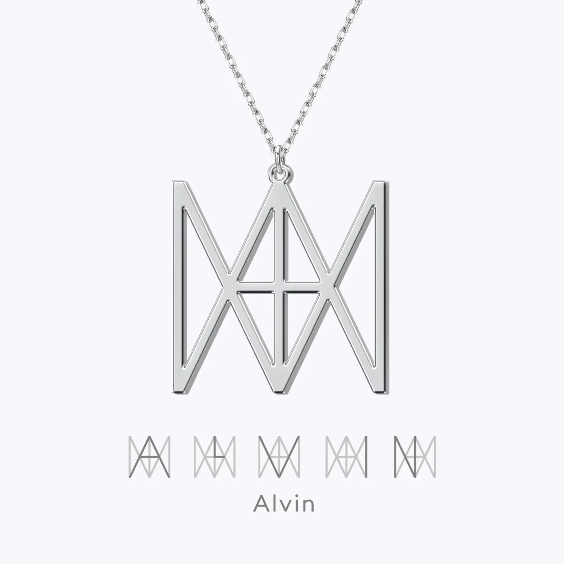Geo Code Custom Name Logo Monogram Necklace