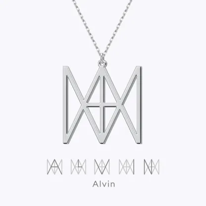 Geo Code Custom Name Logo Monogram Necklace