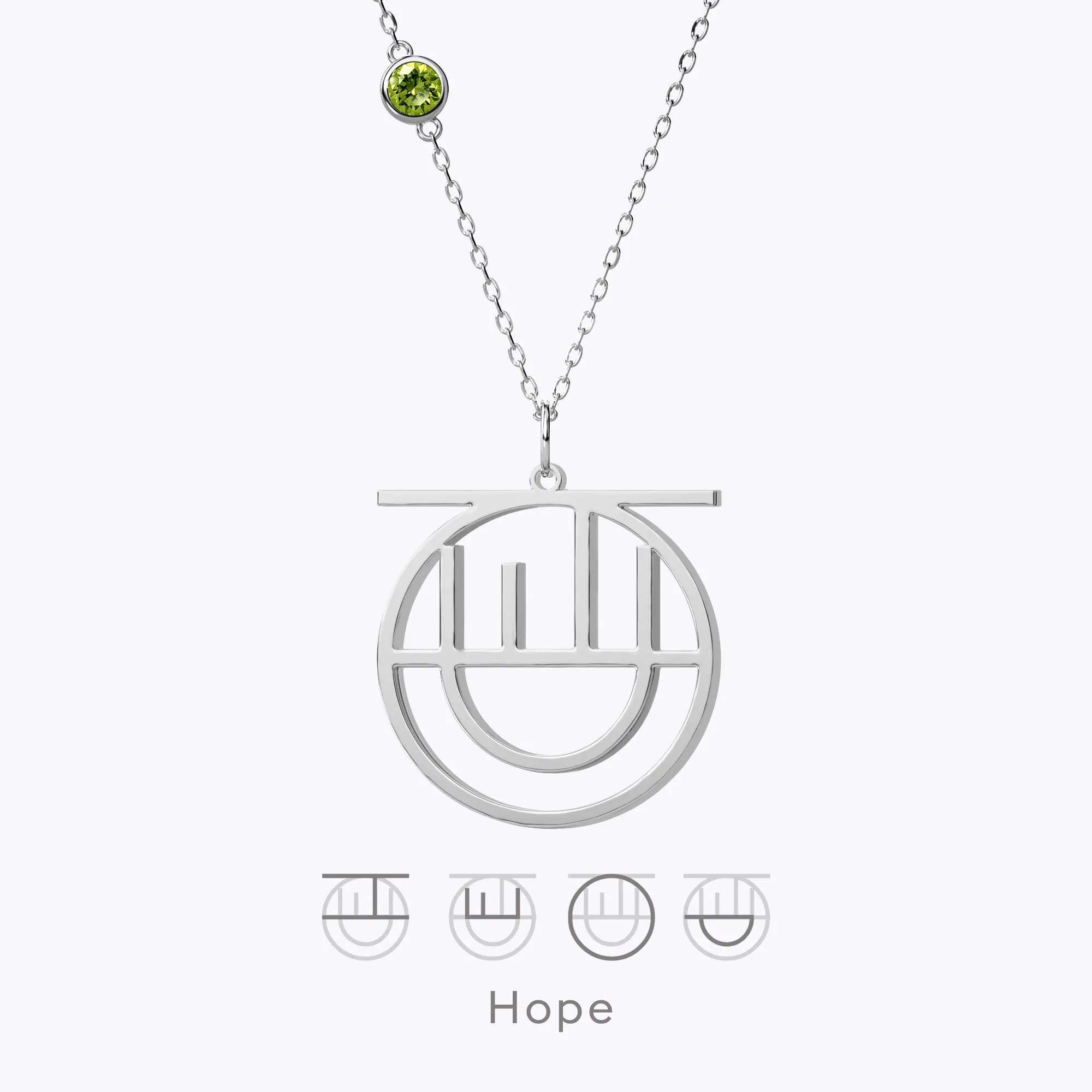 Geo Code Custom Name Logo Monogram Necklace with Round Birthstone