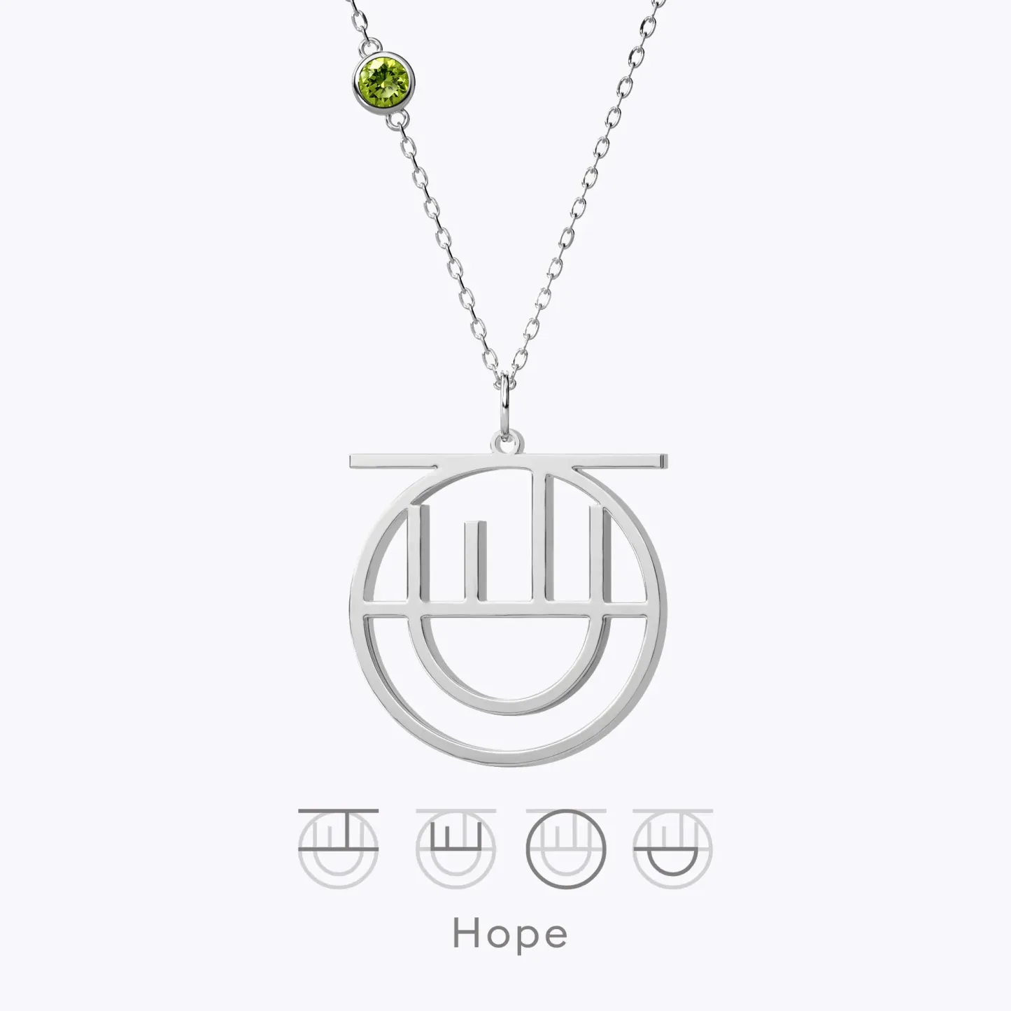 Geo Code Custom Name Logo Monogram Necklace with Round Birthstone