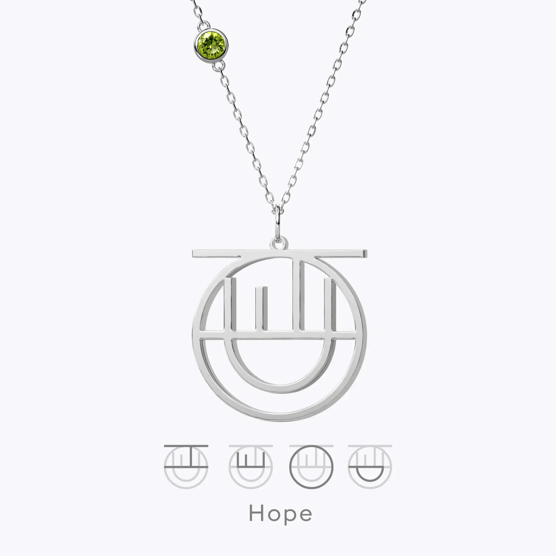 Geo Code Custom Name Logo Monogram Necklace with Round Birthstone