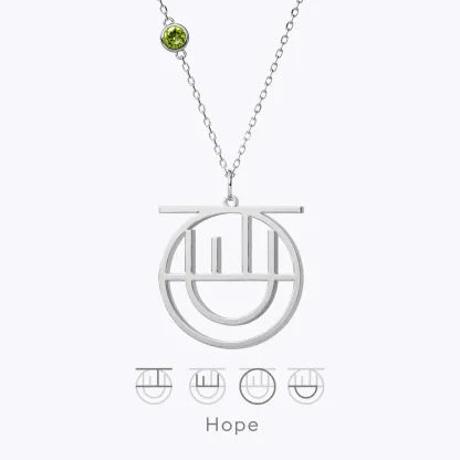 Geo Code Custom Name Logo Monogram Necklace with Round Birthstone