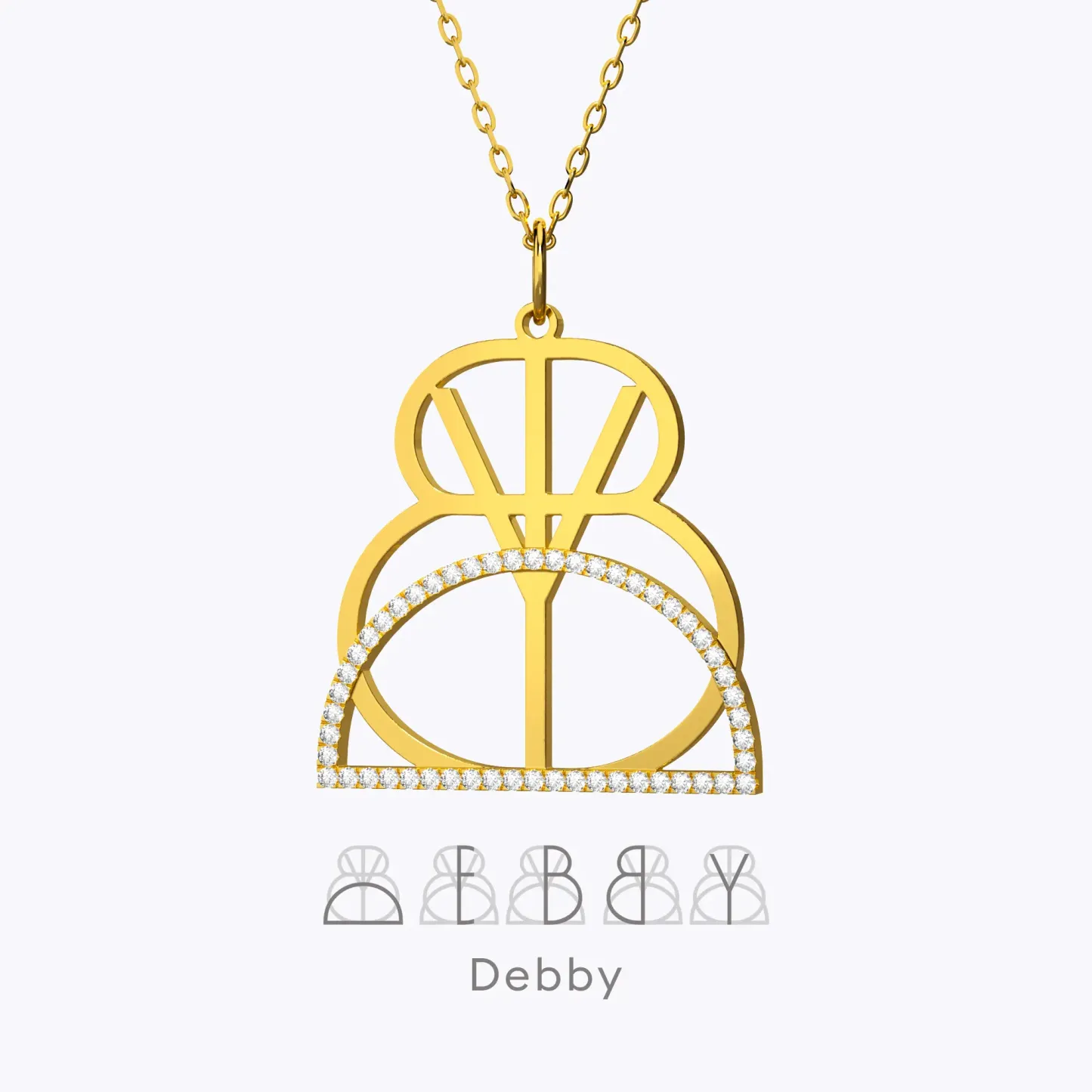 Geo Code Custom Pavé Initial Name Logo Monogram Necklace