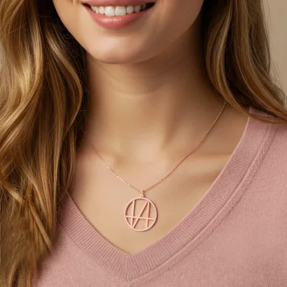 Geo Code Custom Pavé Initial Name Logo Monogram Necklace