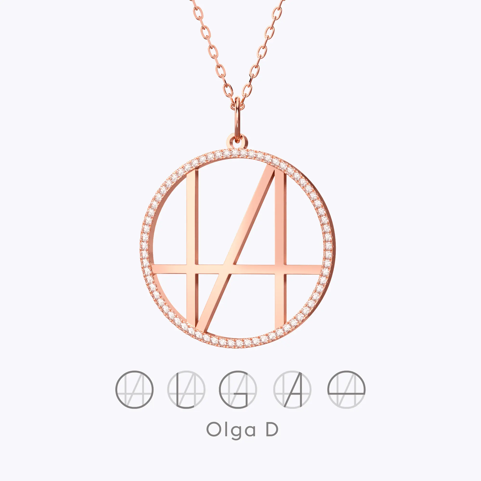 Geo Code Custom Pavé Initial Name Logo Monogram Necklace