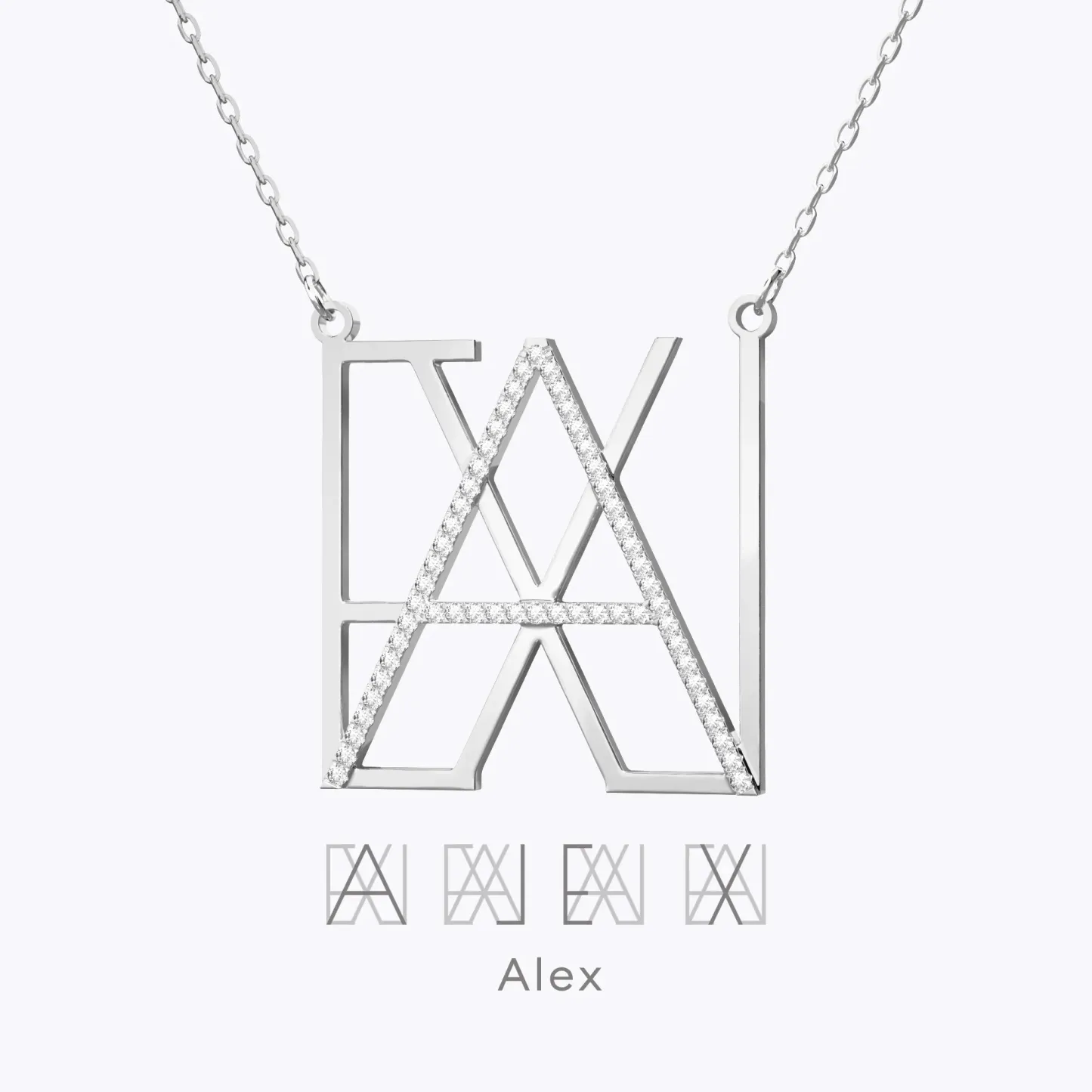 Geo Code Custom Pavé Initial Name Logo Monogram Necklace