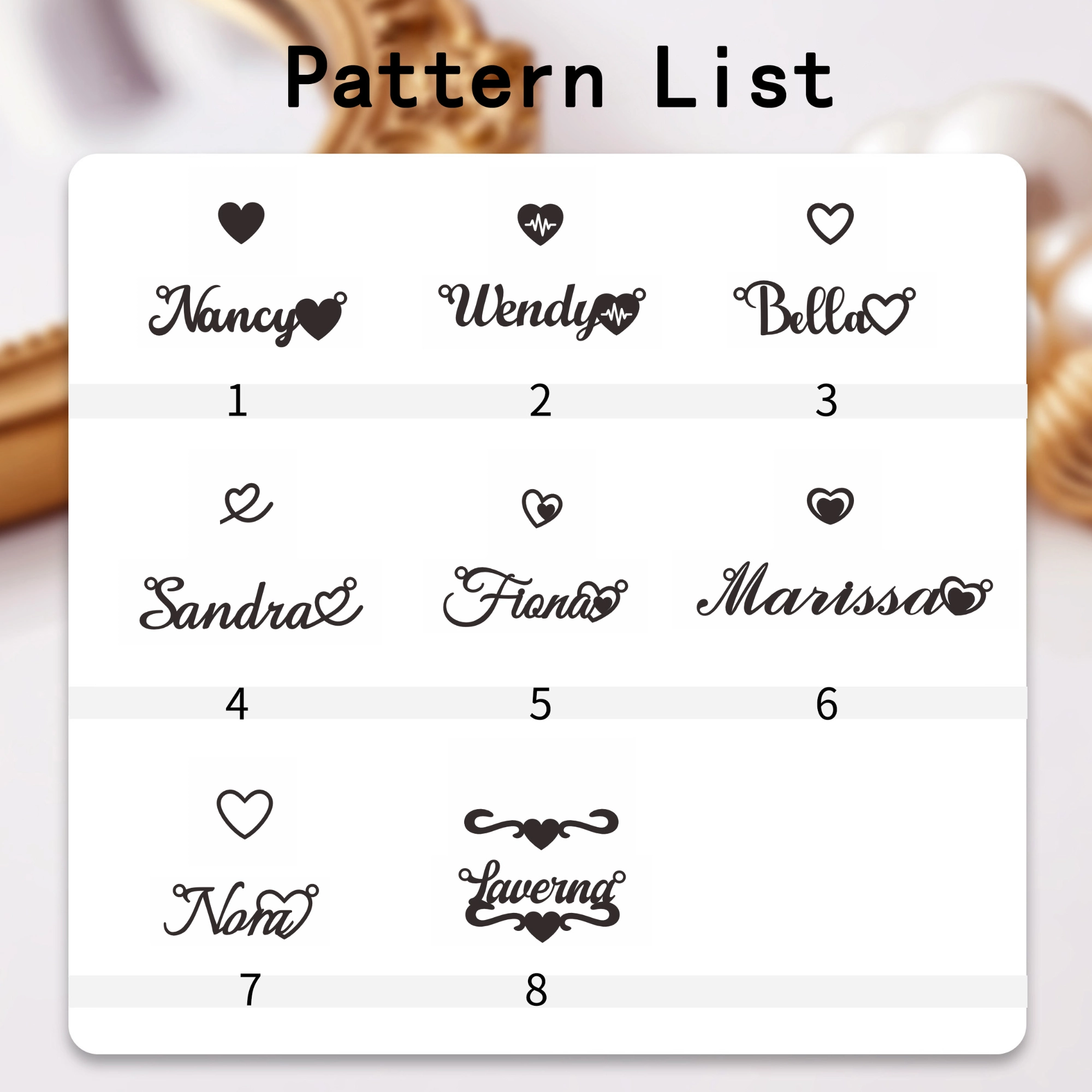 Personalized Name Heart Pattern Necklace