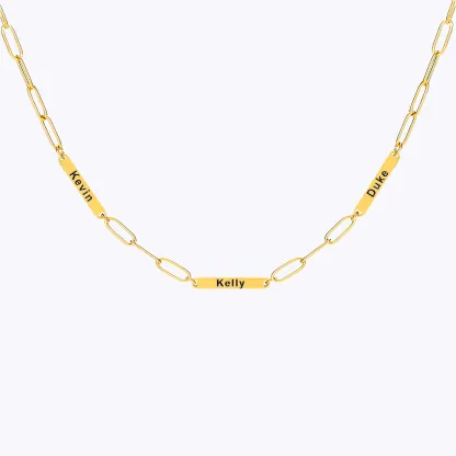 Custom 1-8 Name Paperclip Chain Necklace