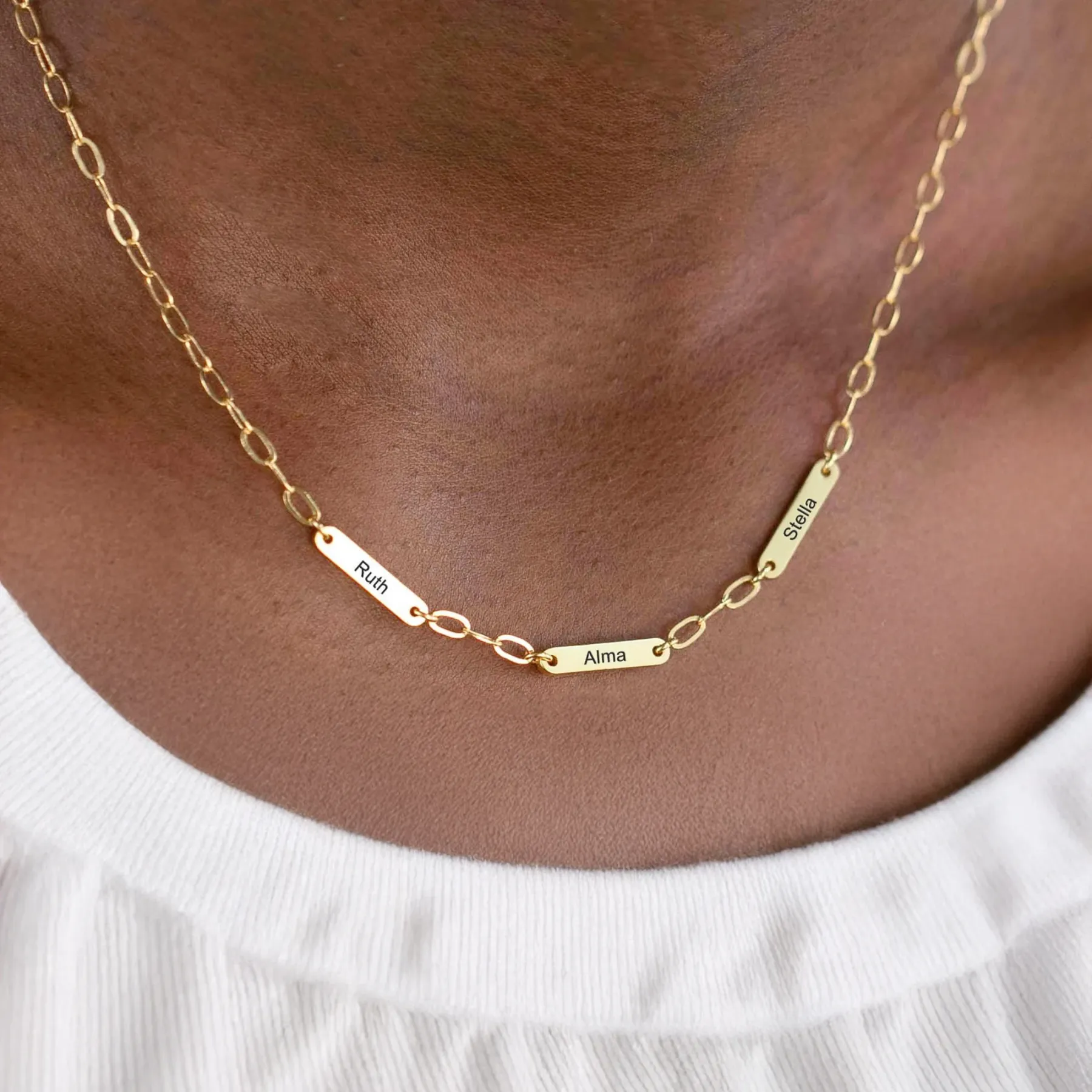 Custom 1-8 Name Paperclip Chain Necklace