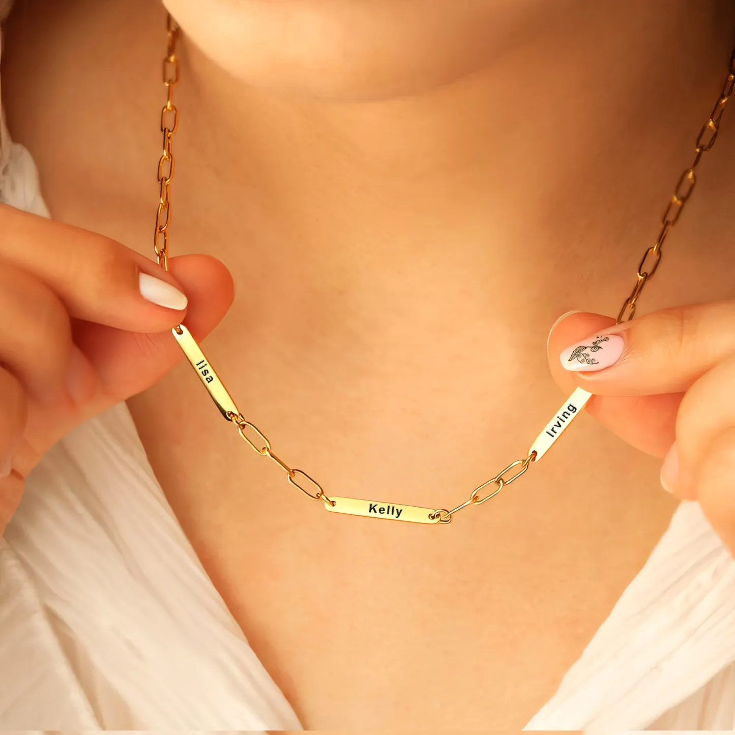 Custom 1-8 Name Paperclip Chain Necklace