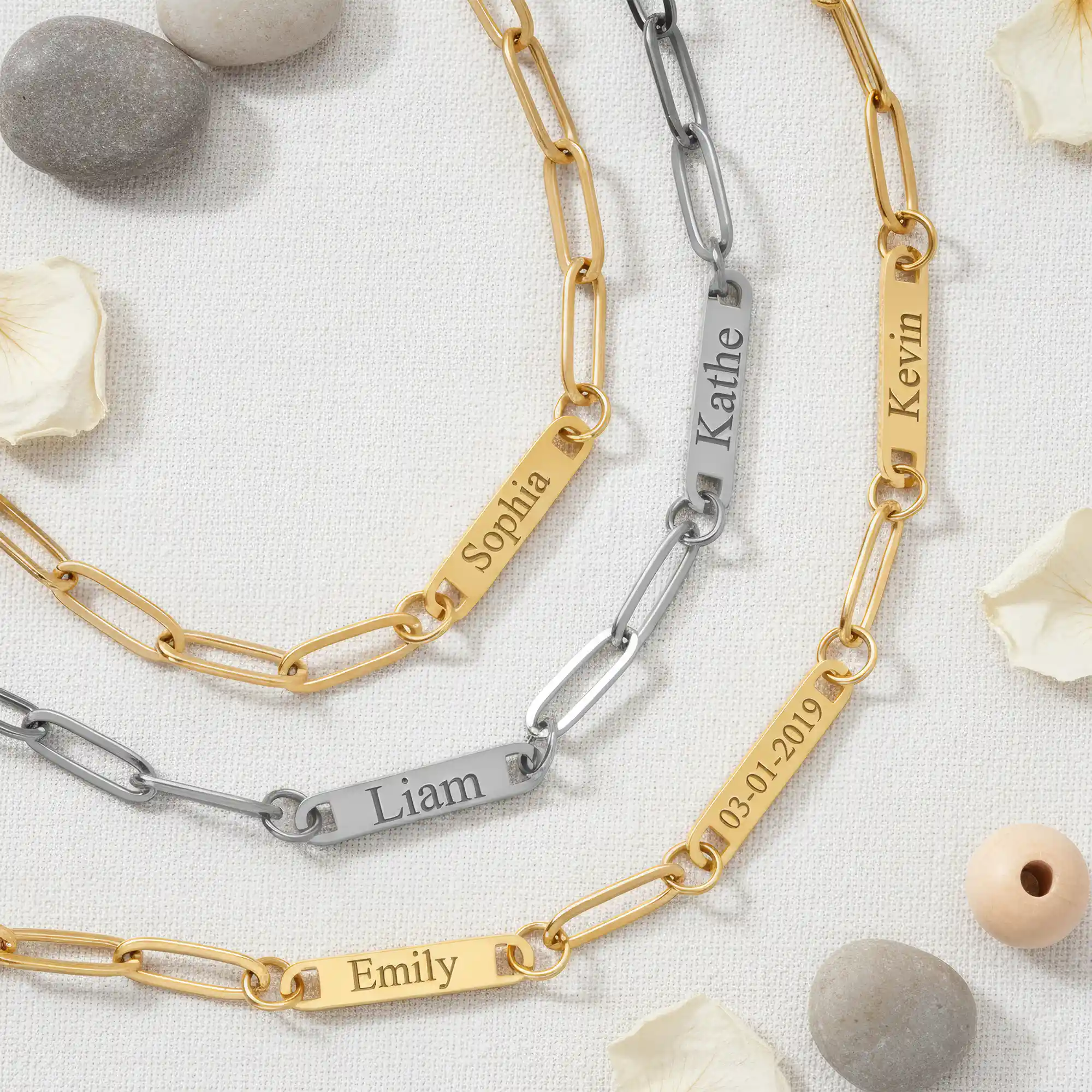 Custom 1-8 Name Paperclip Chain Necklace