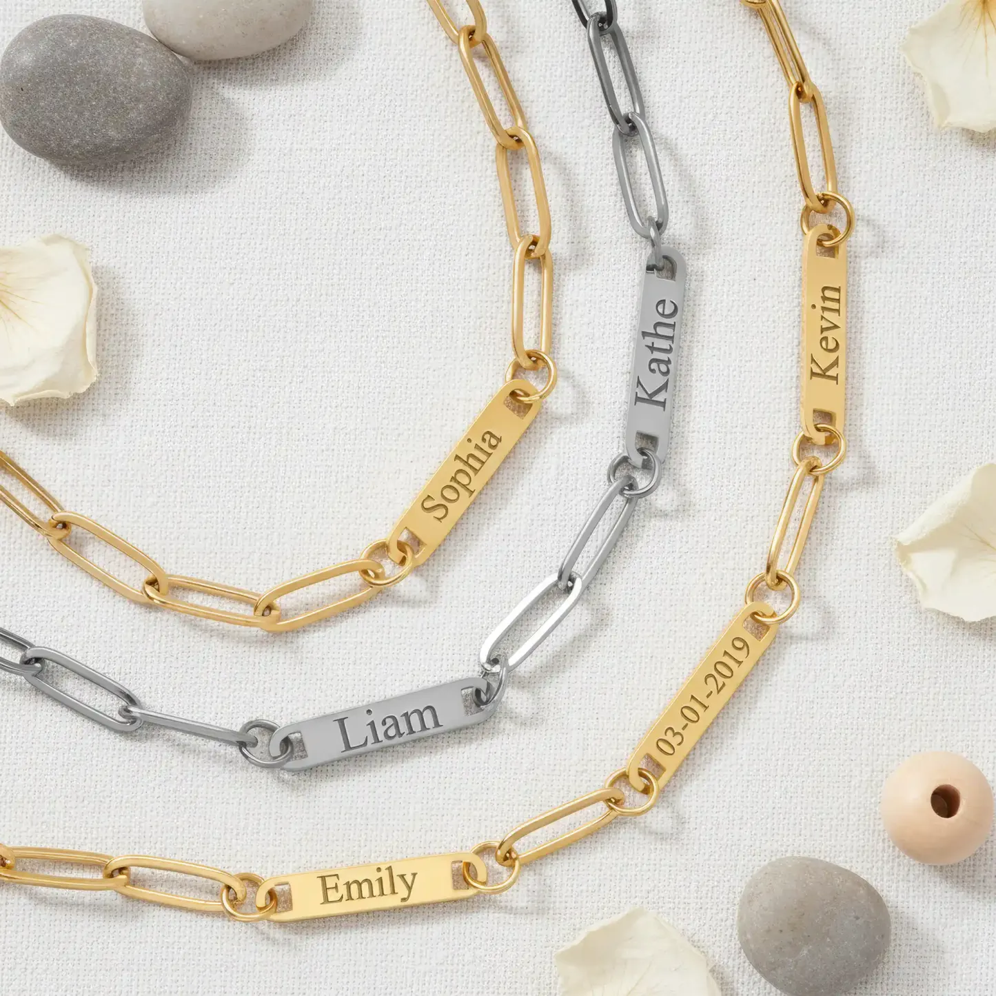 Custom 1-8 Name Paperclip Chain Necklace