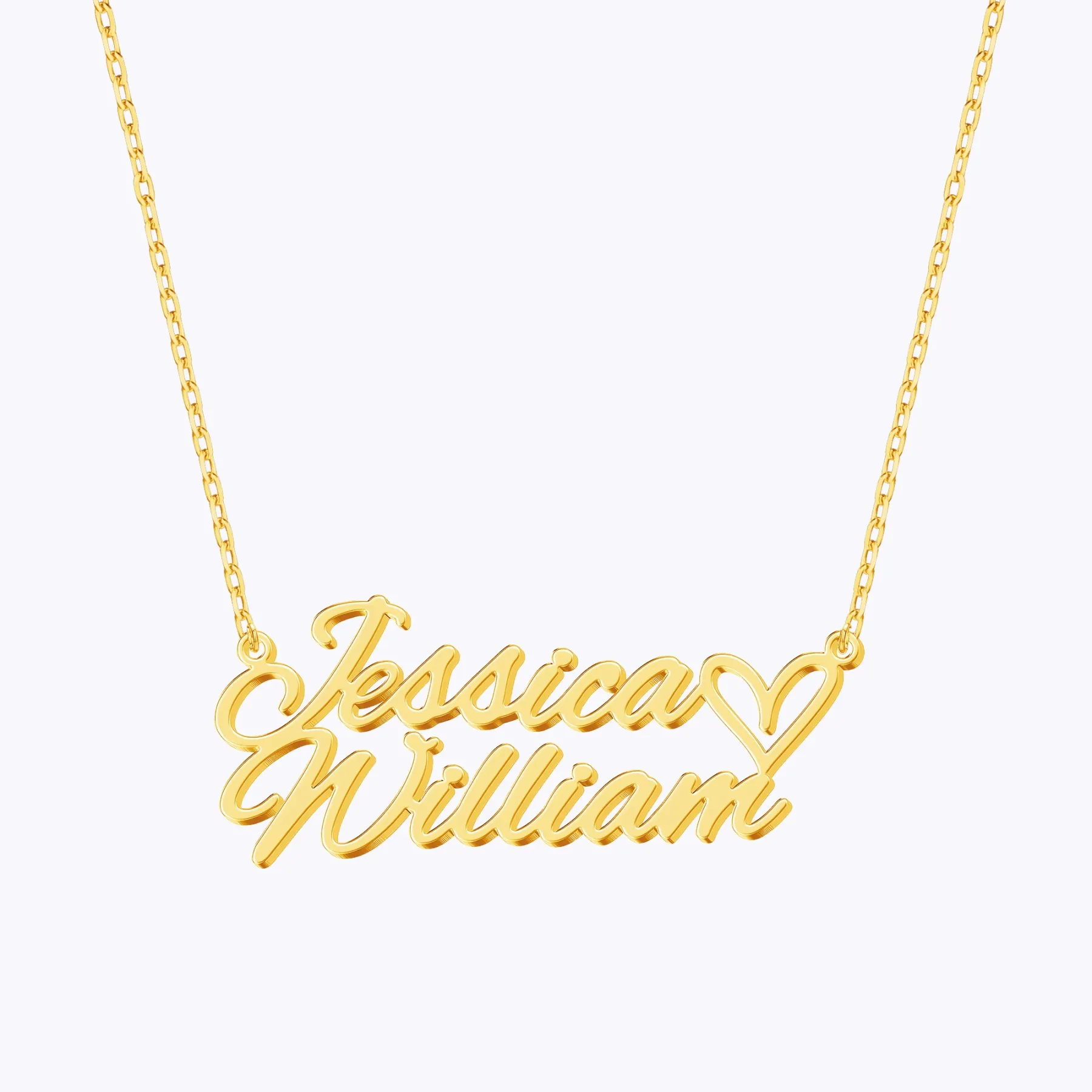 Personalized Double Names with Heart Necklace