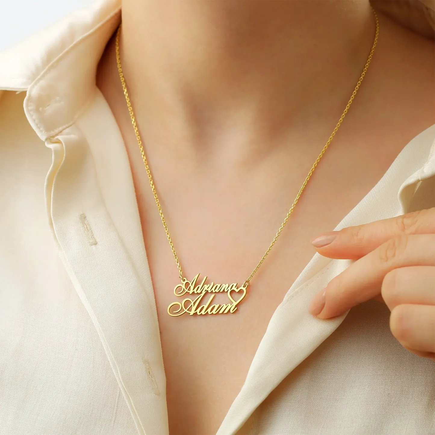 Personalized Double Names with Heart Necklace