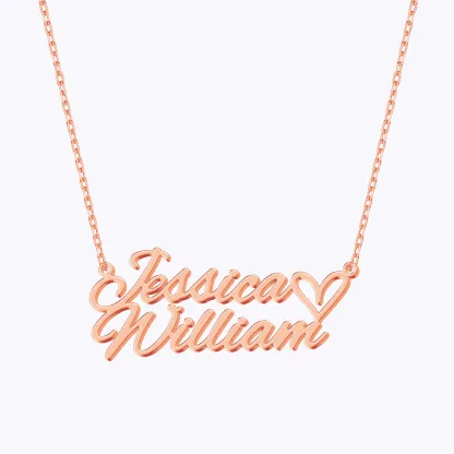 Personalized Double Names with Heart Necklace