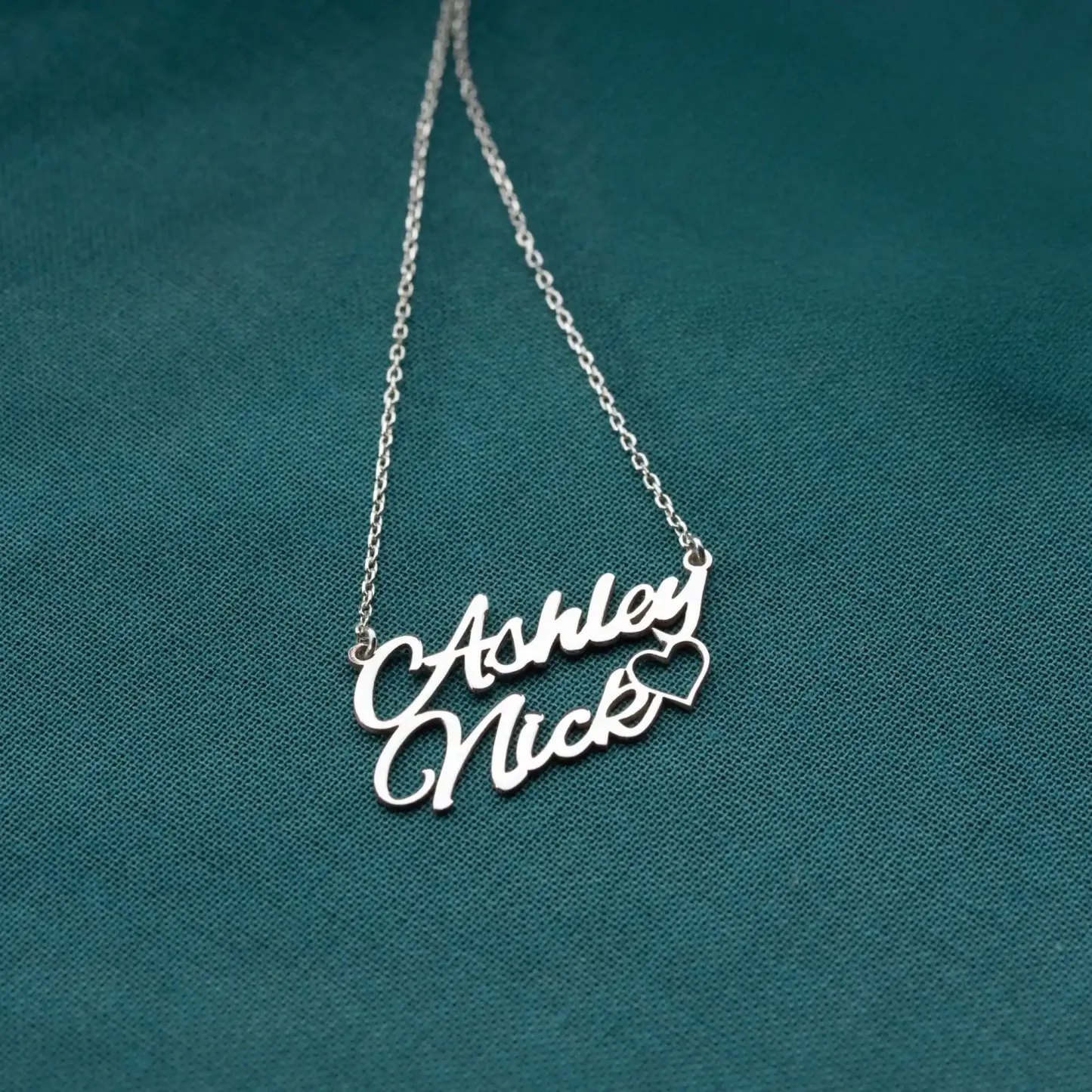 Personalized Double Names with Heart Necklace