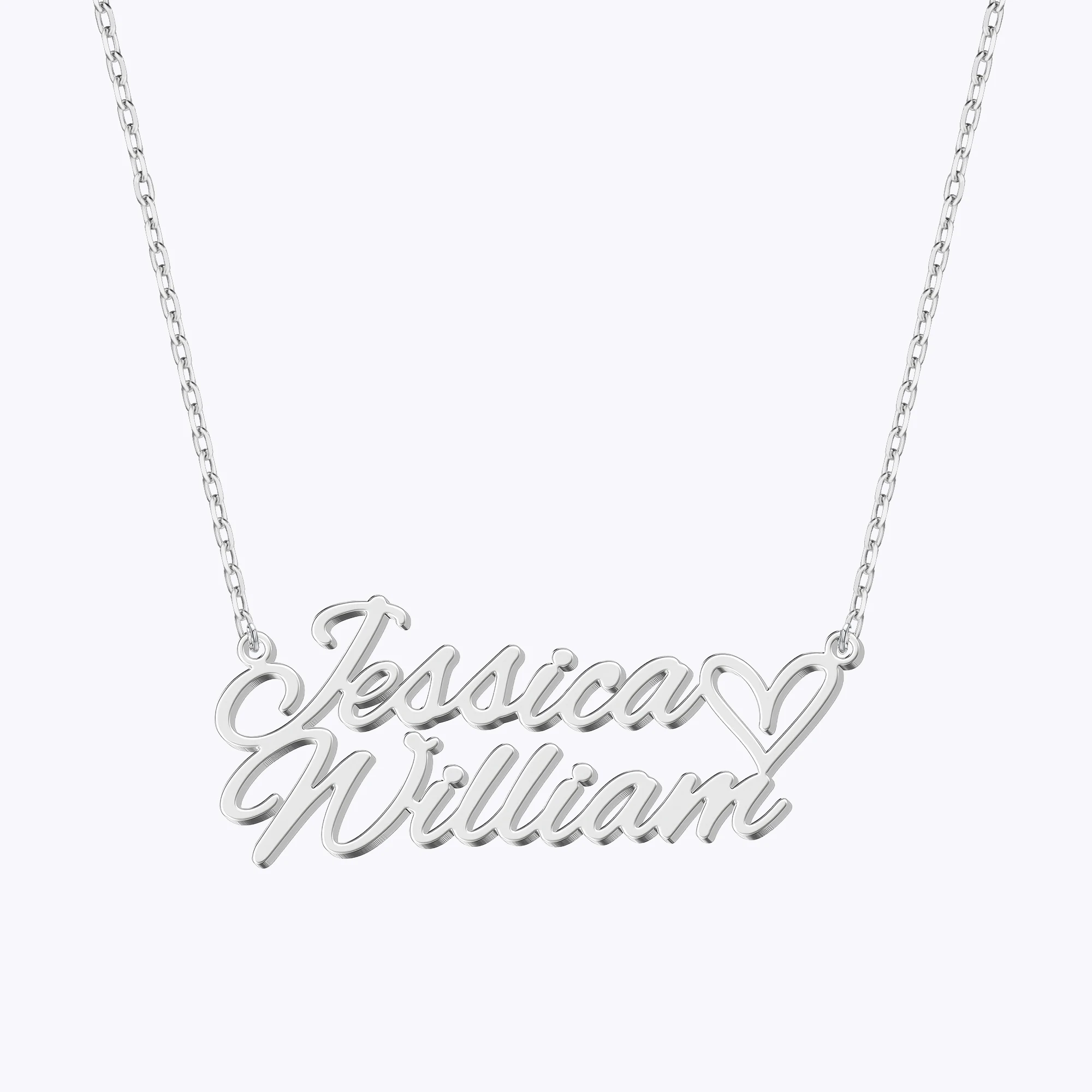 Personalized Double Names with Heart Necklace