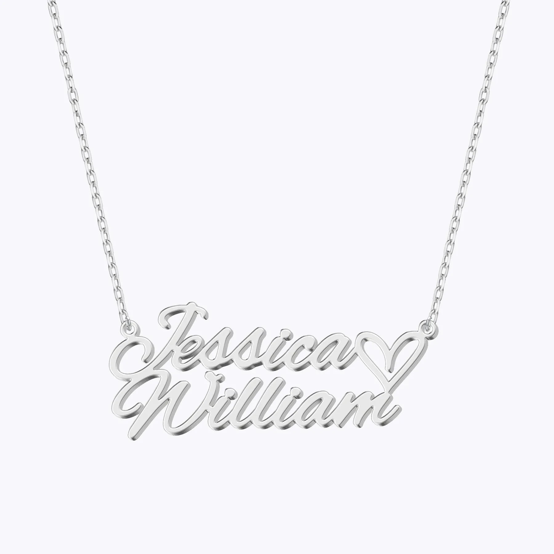 Personalized Double Names with Heart Necklace