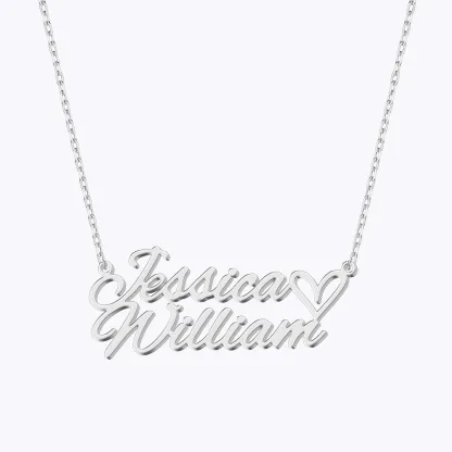 Personalized Double Names with Heart Necklace