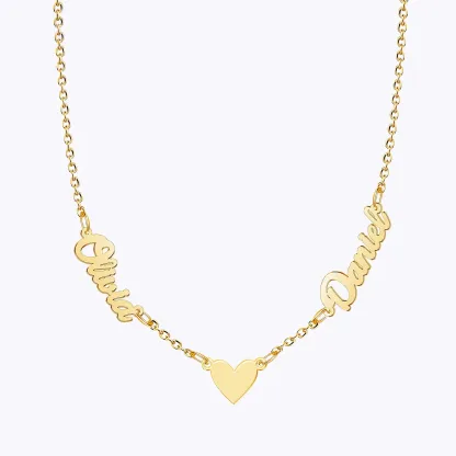 Custom Double Names with Heart Charm Necklace