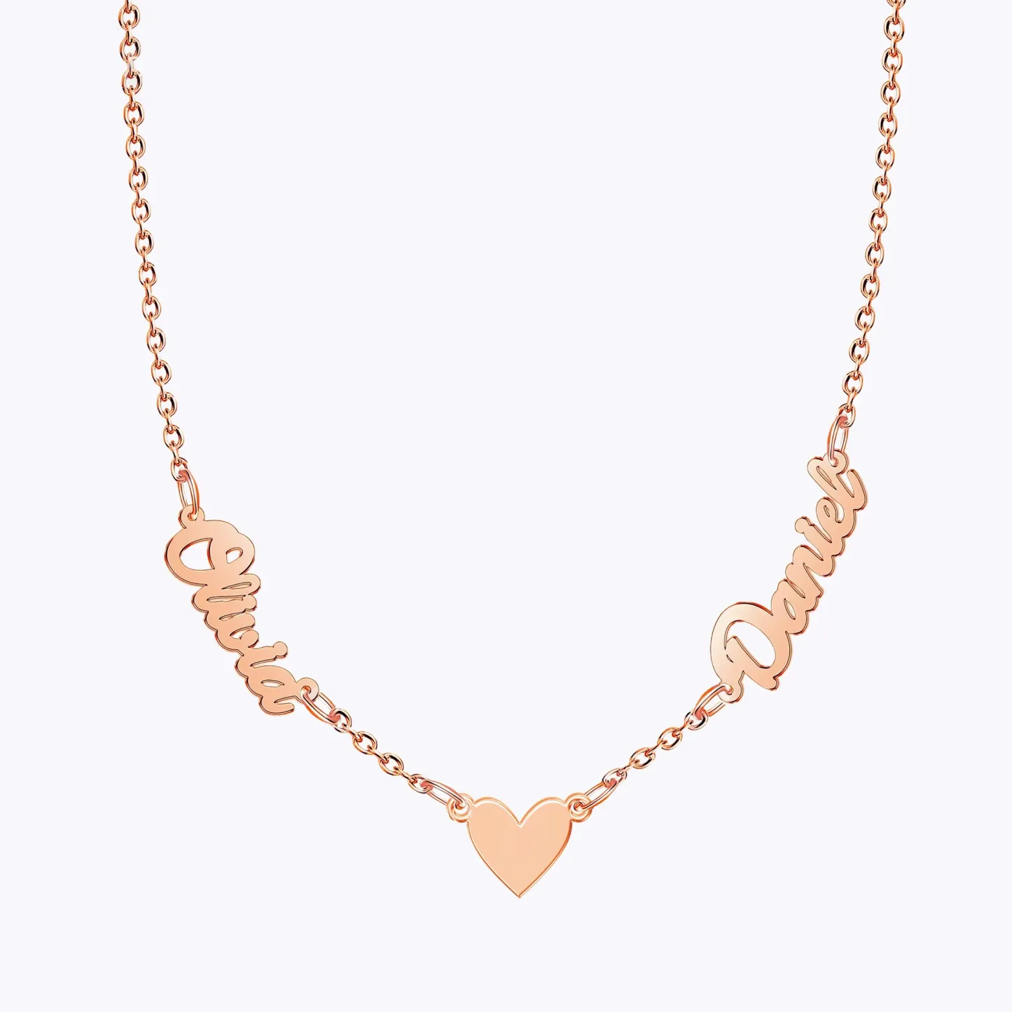 Custom Double Names with Heart Charm Necklace
