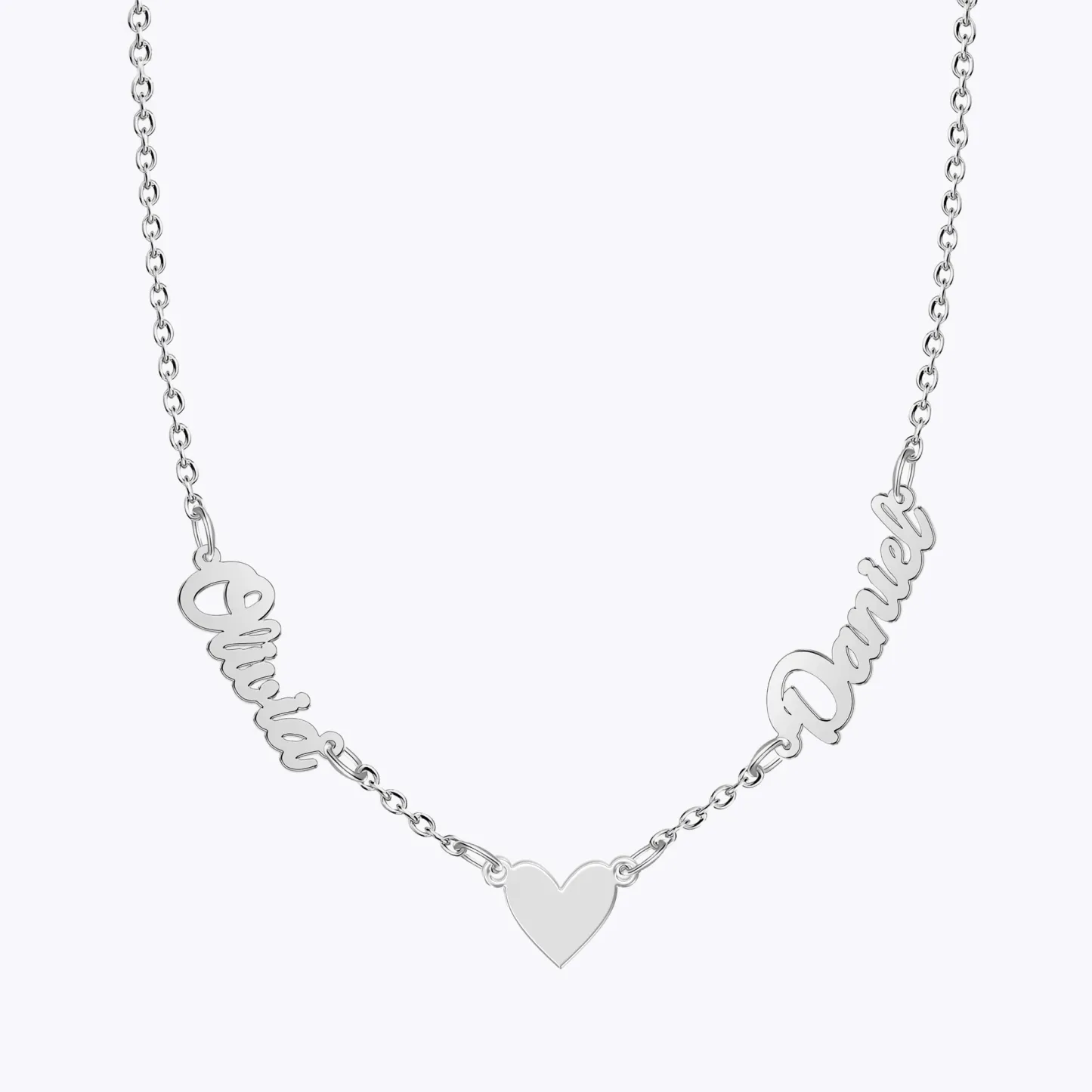 Custom Double Names with Heart Charm Necklace