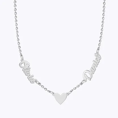 Custom Double Names with Heart Charm Necklace